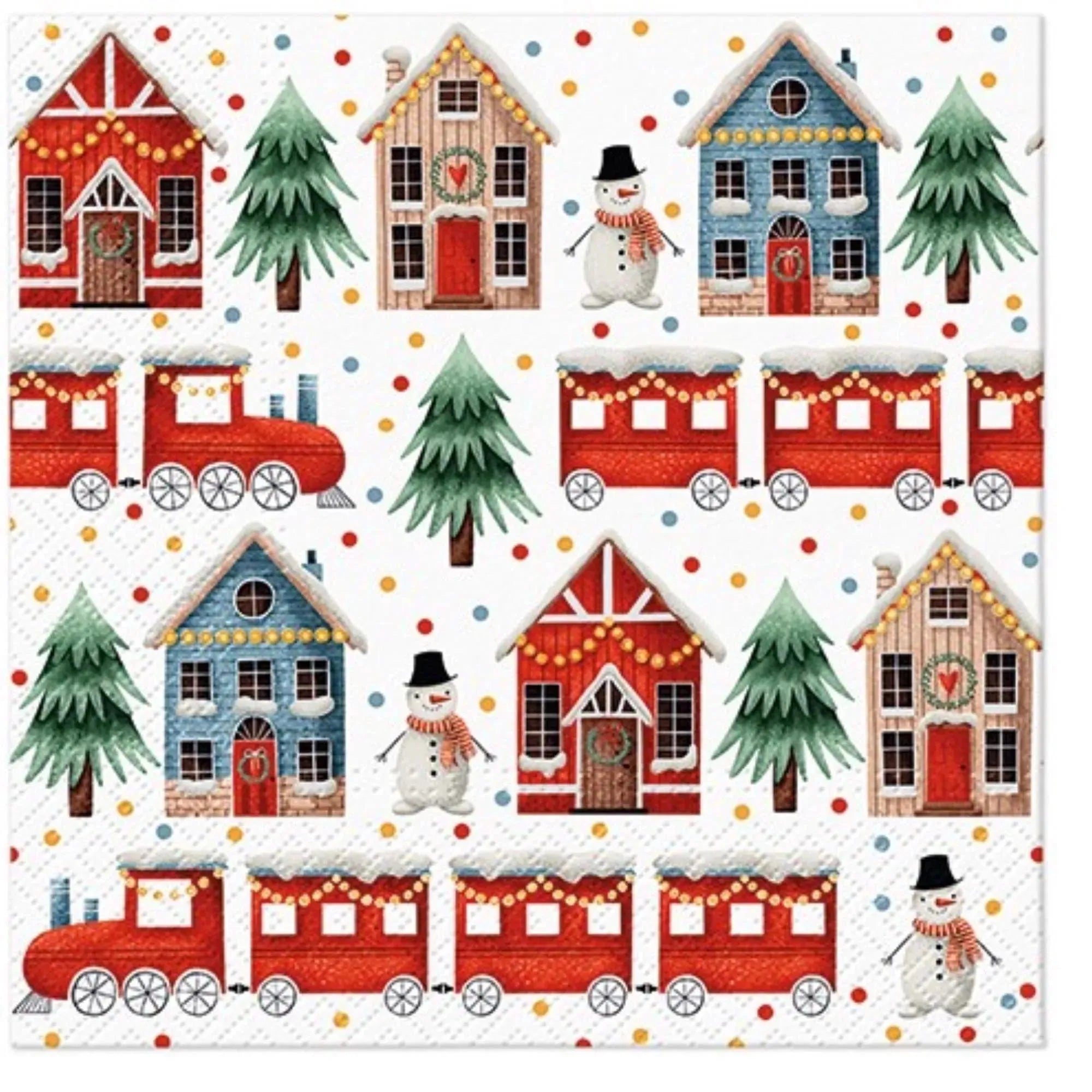 "Cozy Christmas town" Servietten: 33x33 cm, 20 Stück, festliches Design, umweltfreundlich, ideal für Weihnachtsfeiern.