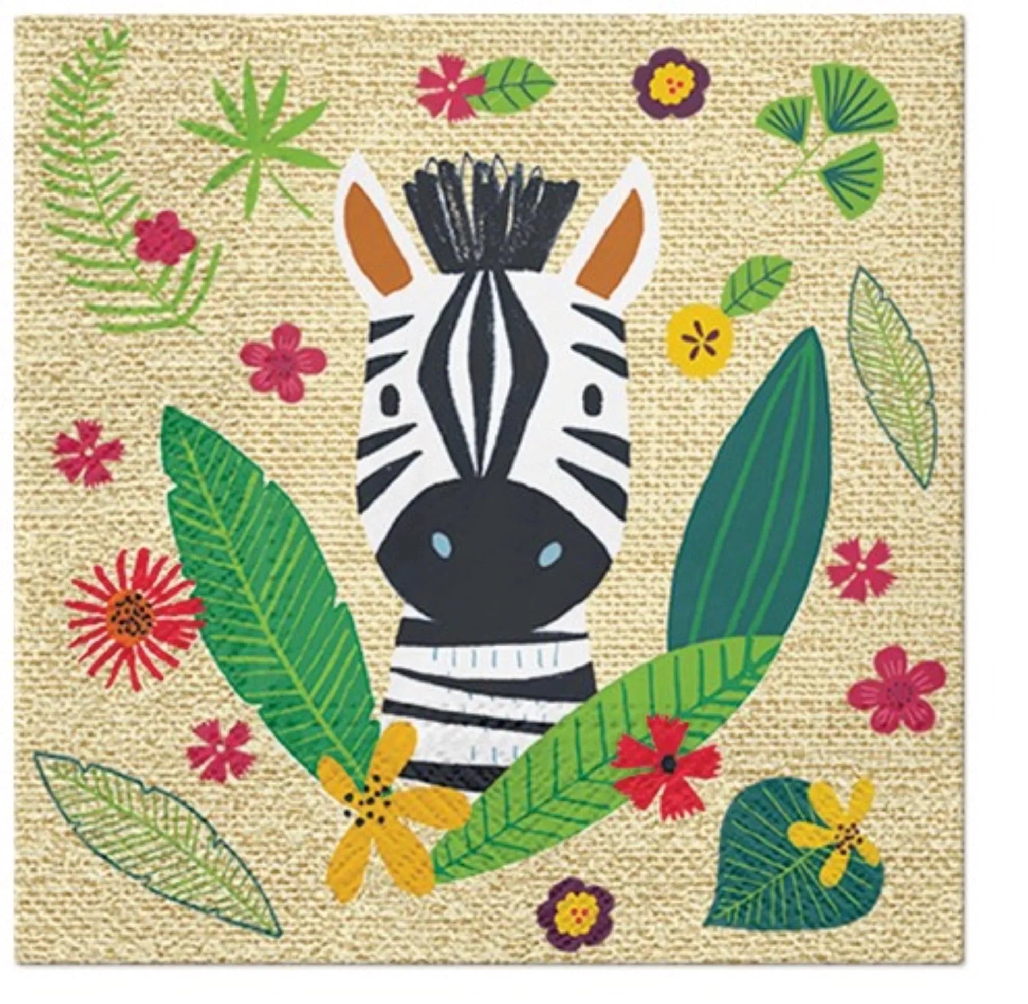 Bunte Jungle Friends Servietten, 33x33cm, ideal für Tierpartys. Hochwertige Zellulose, umweltfreundlich, 20 Stück pro Packung.