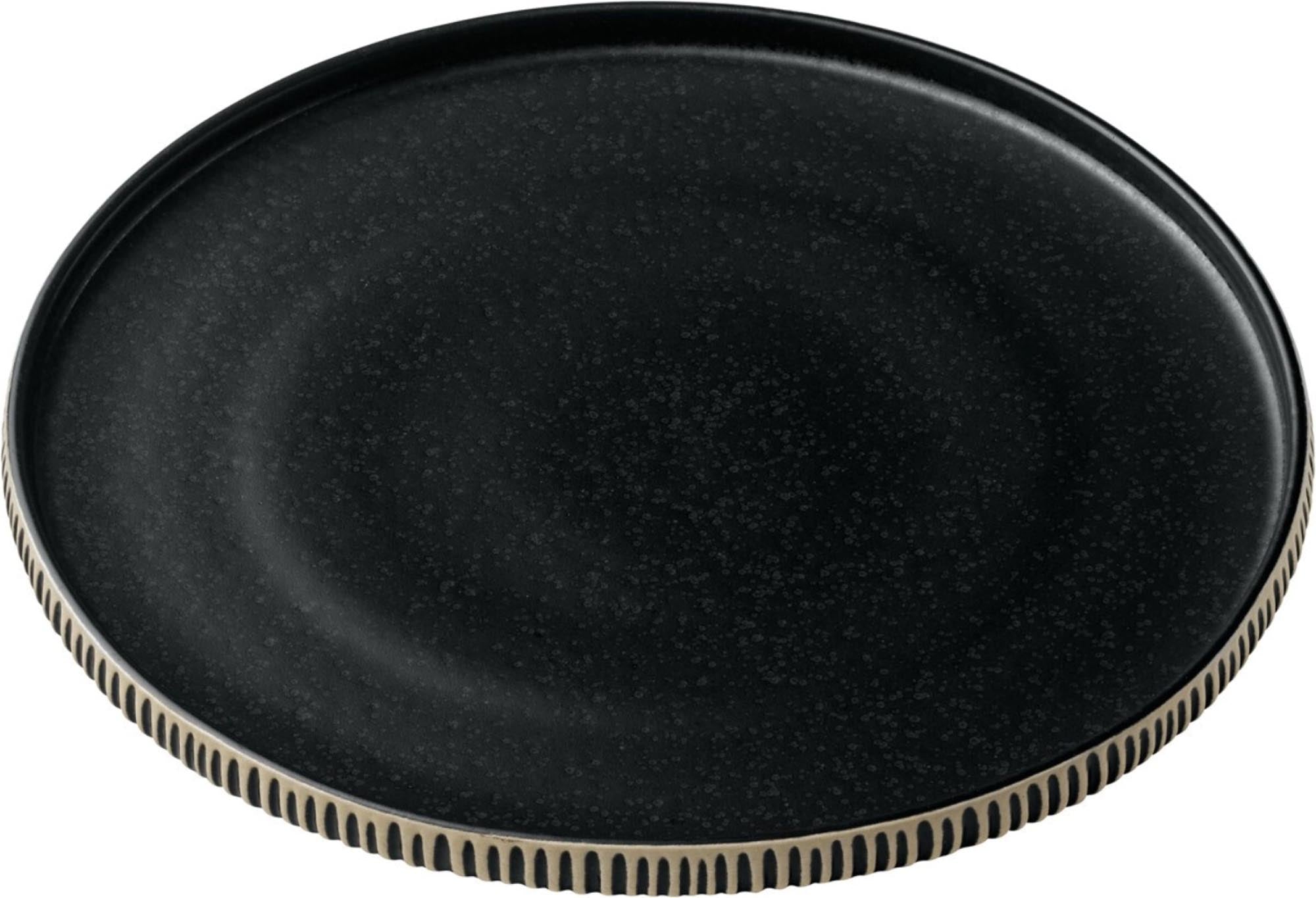 Eleganter Schönwald Teller aus robustem Steinzeug, schwarz-weiss, 21cm, ideal für Vorspeisen und Desserts.