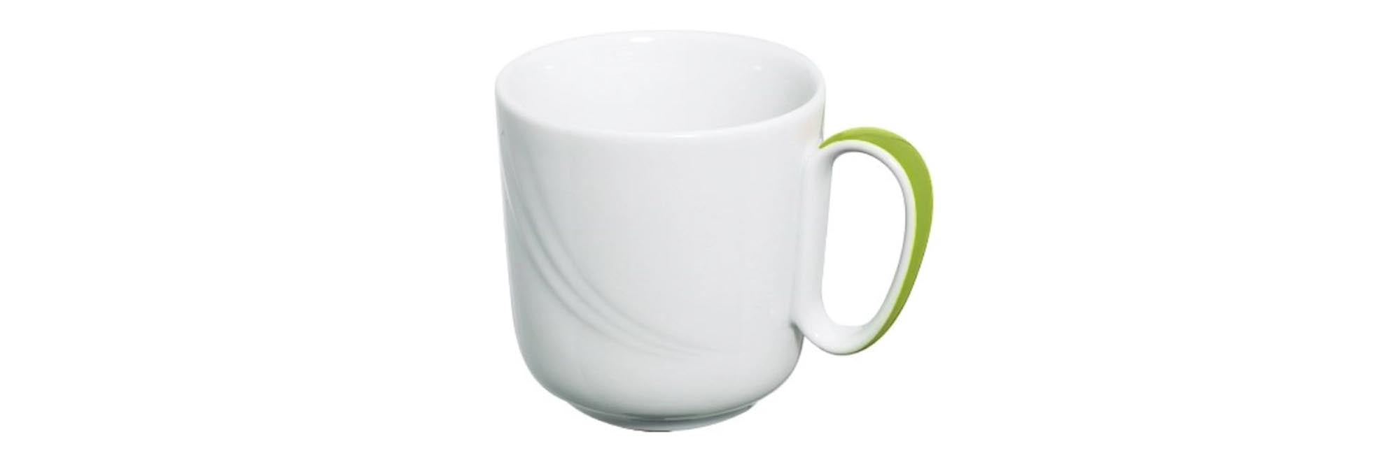 Elegante Donna Senior Tasse in hellgrün, 0,25l, ideal für Kaffee und Tee. Robust, spülmaschinenfest, perfekt für Gastronomie und stilvolle Anlässe.