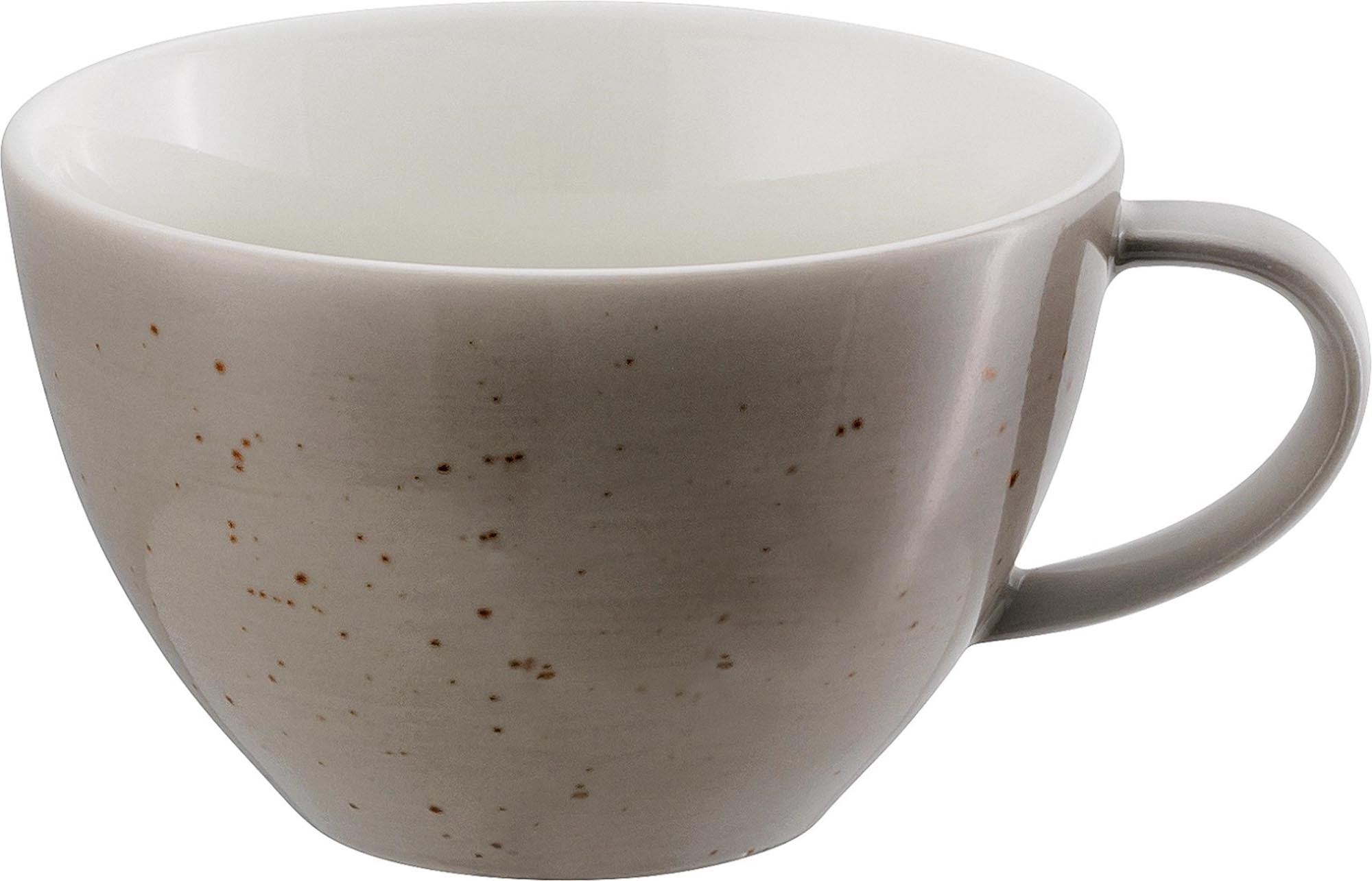 Elegante, lichtgraue Porzellantasse (0,28l) von Schönwald: robust, spülmaschinenfest, ideal für Kaffee, Tee, heisse Schokolade.