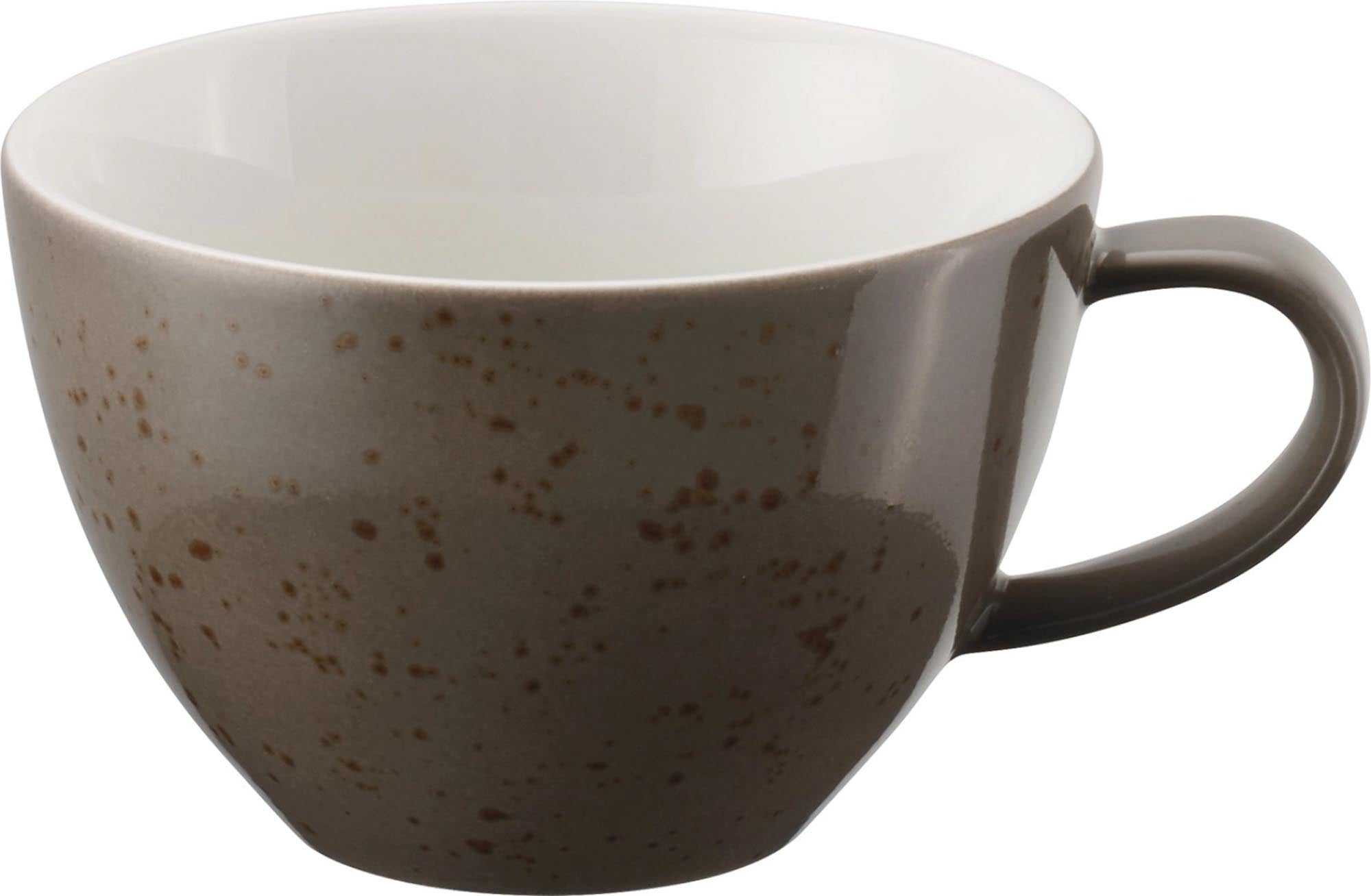Elegante, dunkelgraue Obertasse (0,22l) aus Porzellan, ideal für Kaffee, Tee oder heisse Schokolade. Stilvoll und langlebig.