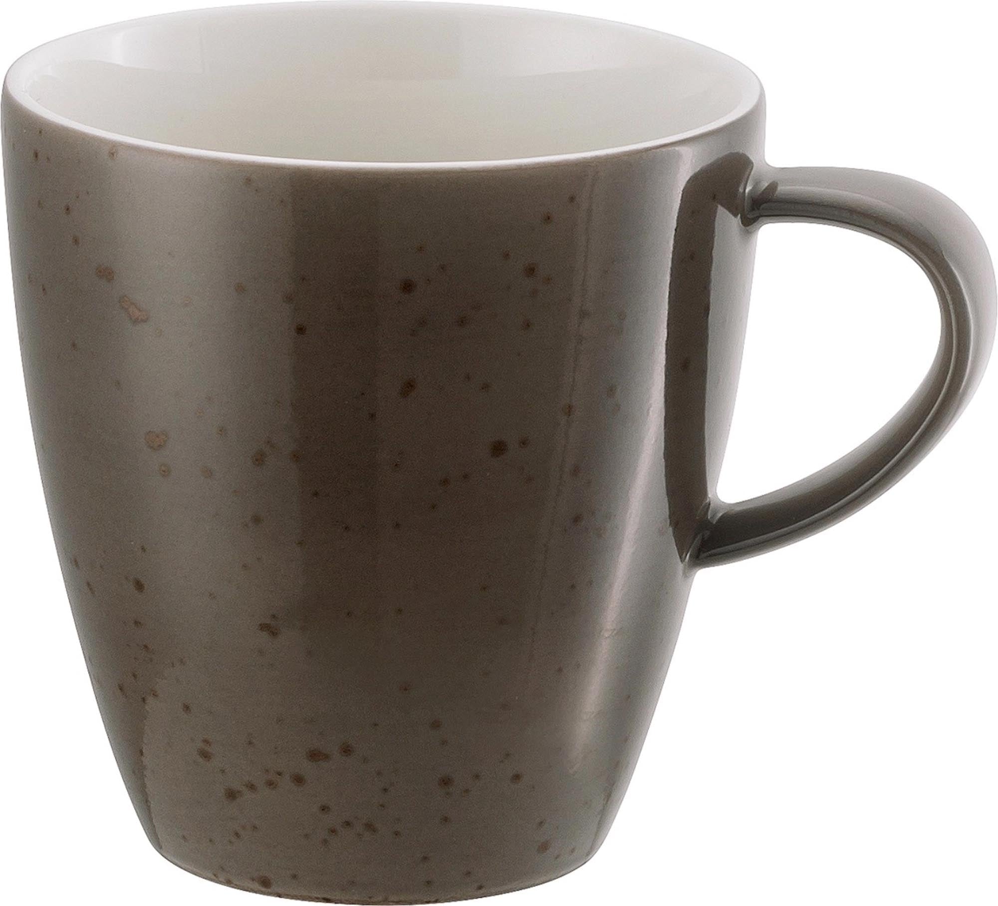 Elegante, langlebige Obertasse aus Porzellan in modernem Dunkelgrau, ideal für Kaffee, Tee oder heisse Schokolade.