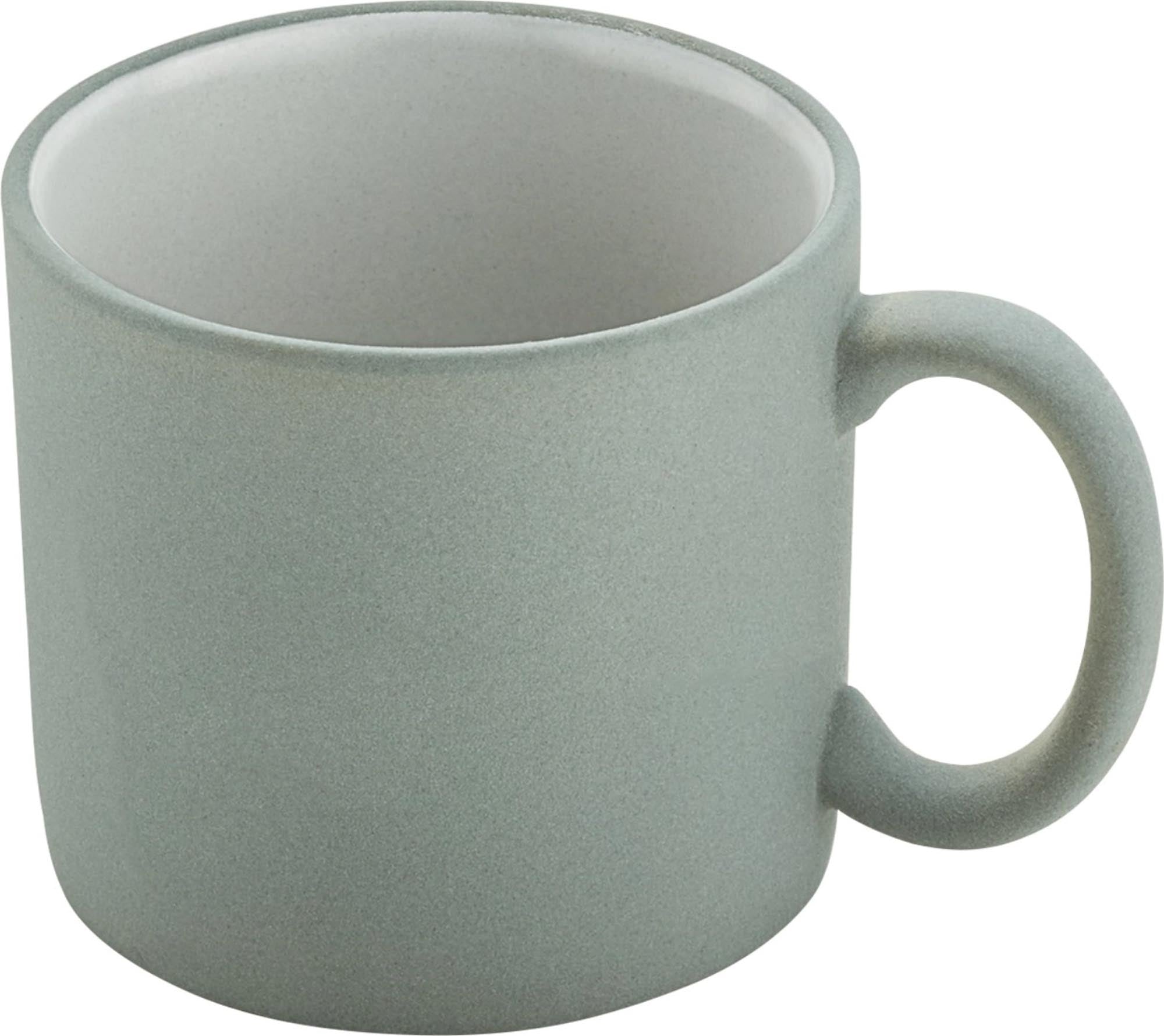 Elegante 0,2l Tasse aus robustem Steinzeug, grau-weiss, mit Henkel. Ideal für Gastronomie, spülmaschinen- und mikrowellenfest.