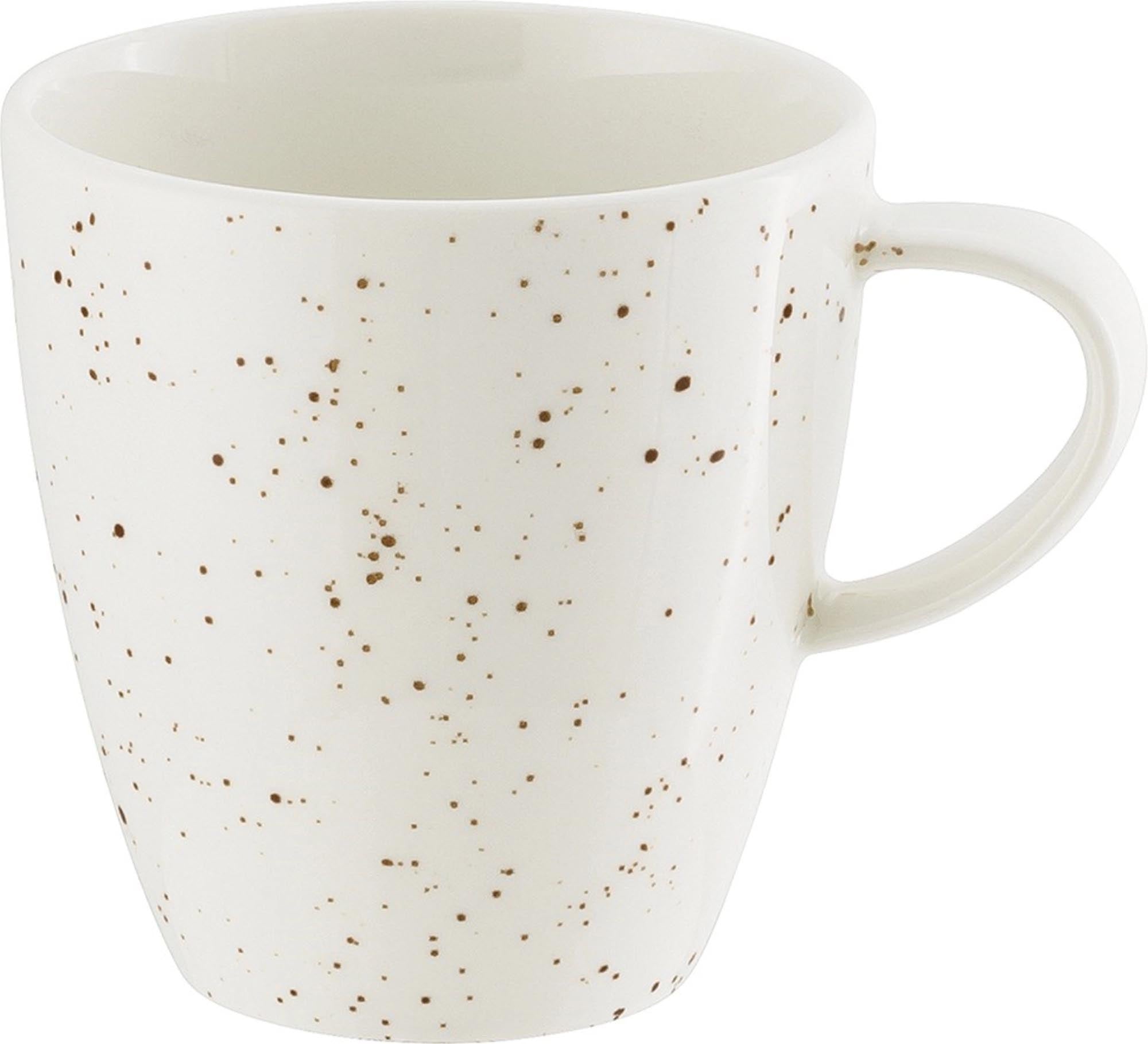Elegante, weisse Obertasse aus kratzfestem Porzellan, ideal für Kaffee und Tee. Spülmaschinenfest und vielseitig kombinierbar.