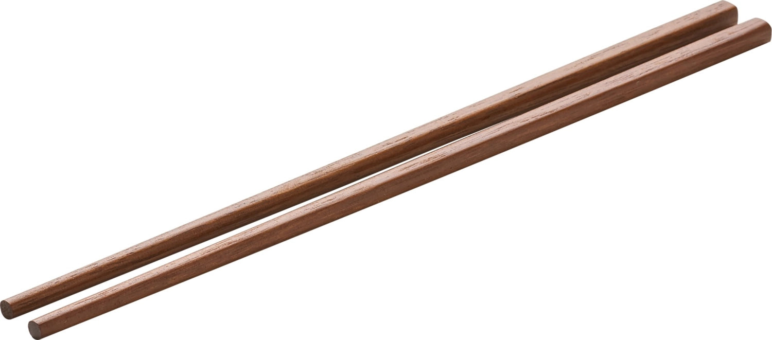 Zwei stilvolle Hartholz-Essstäbchen im praktischen 2er Set, 24 cm lang und 0,8 cm dick, perfekt für authentische asiatische Gerichte und nachhaltigen Genuss.