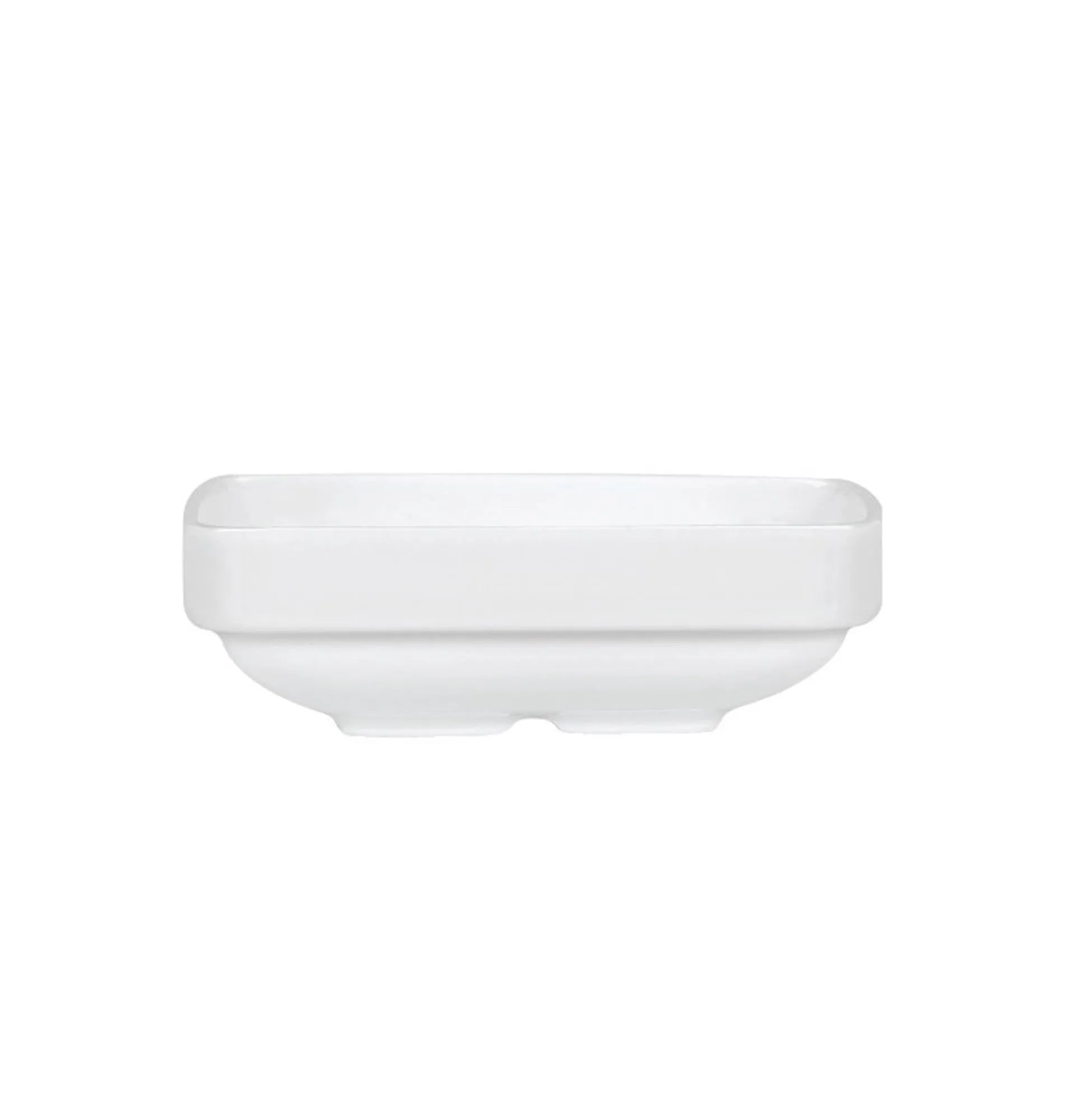 Quadratische Salatschale 11.7x11.7cm, 0.26l, robustes Porzellan, hygienisch, stapelbar, ideal für Krankenhausverpflegung.