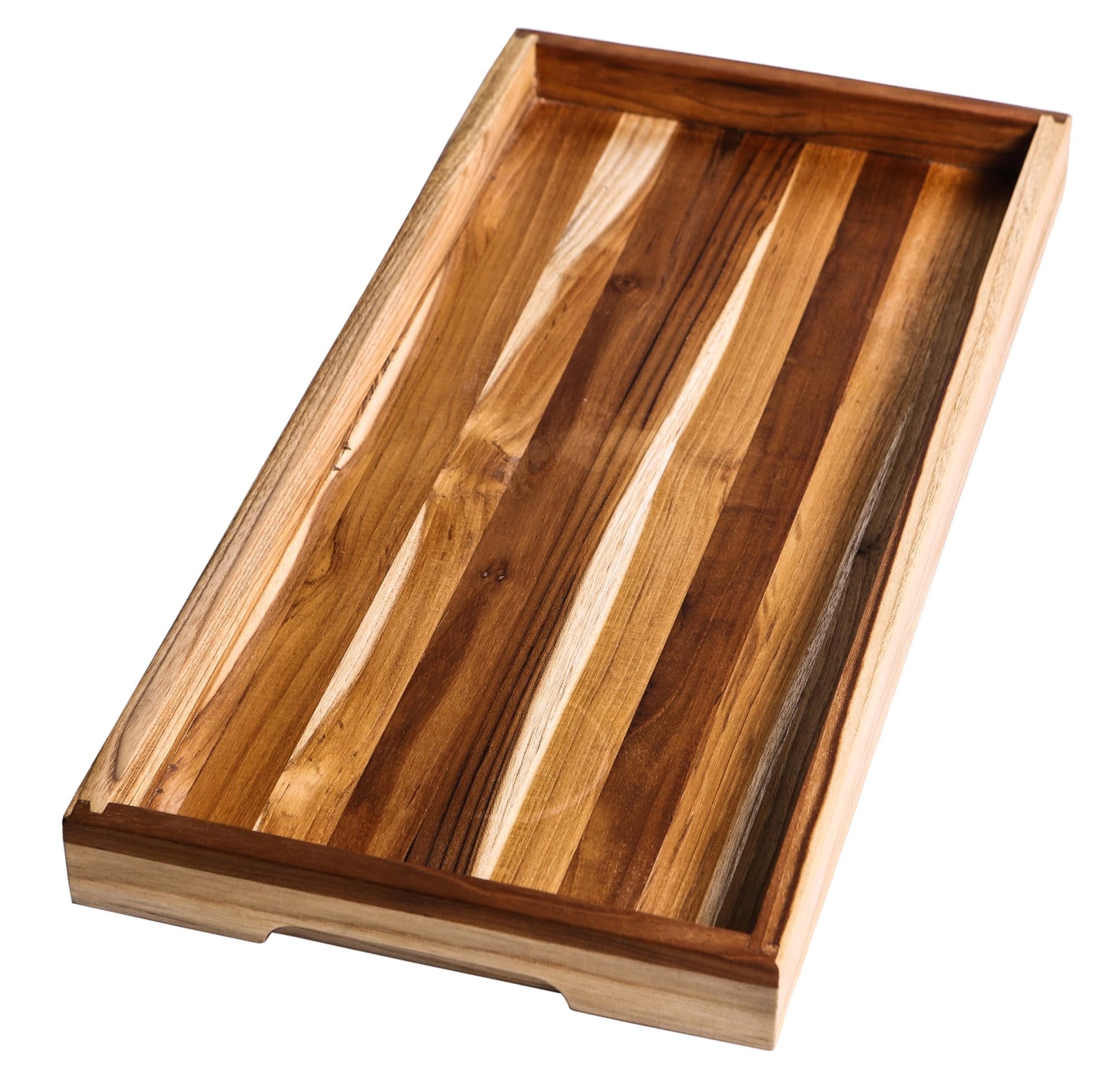 Teak Serviertablett m. Haltegriff, 48x23x3.9 cm
