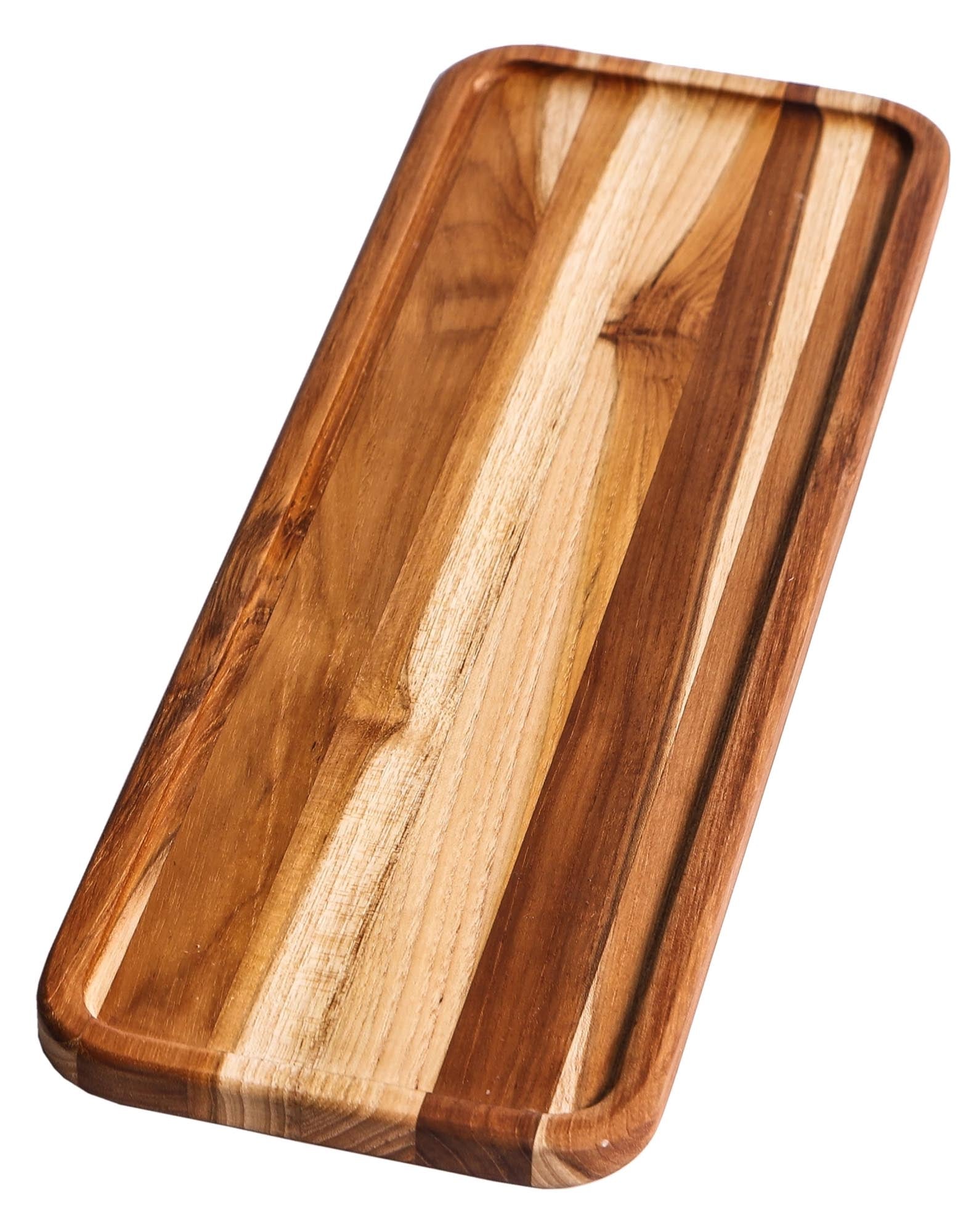Teak Serviertablett m. schmal. Rand, rechteckig,40x14 x1.5cm