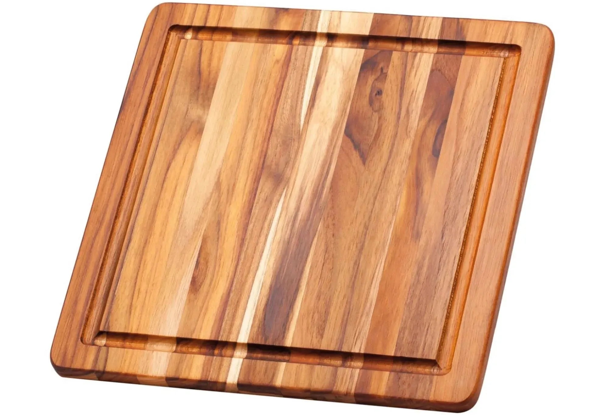 Elegantes Teak Schneidebrett 30,5x30,5cm mit Saftrille, langlebig, feuchtigkeitsresistent, ideal zum Schneiden & Servieren.