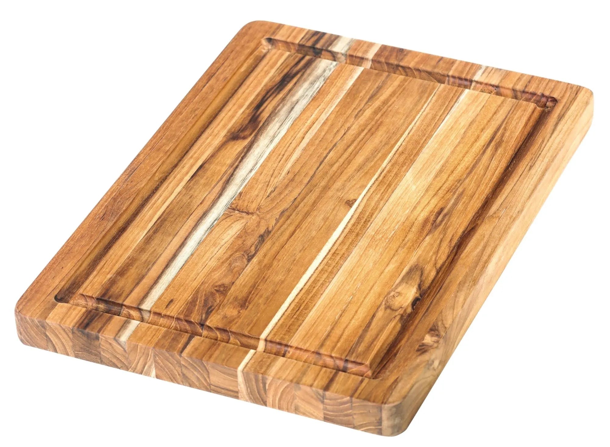 Elegantes Teak Servierbrett "Scandi" mit Saftrille, 36x26x2.5 cm, langlebig, feuchtigkeitsresistent, ideal zum Schneiden & Servieren.