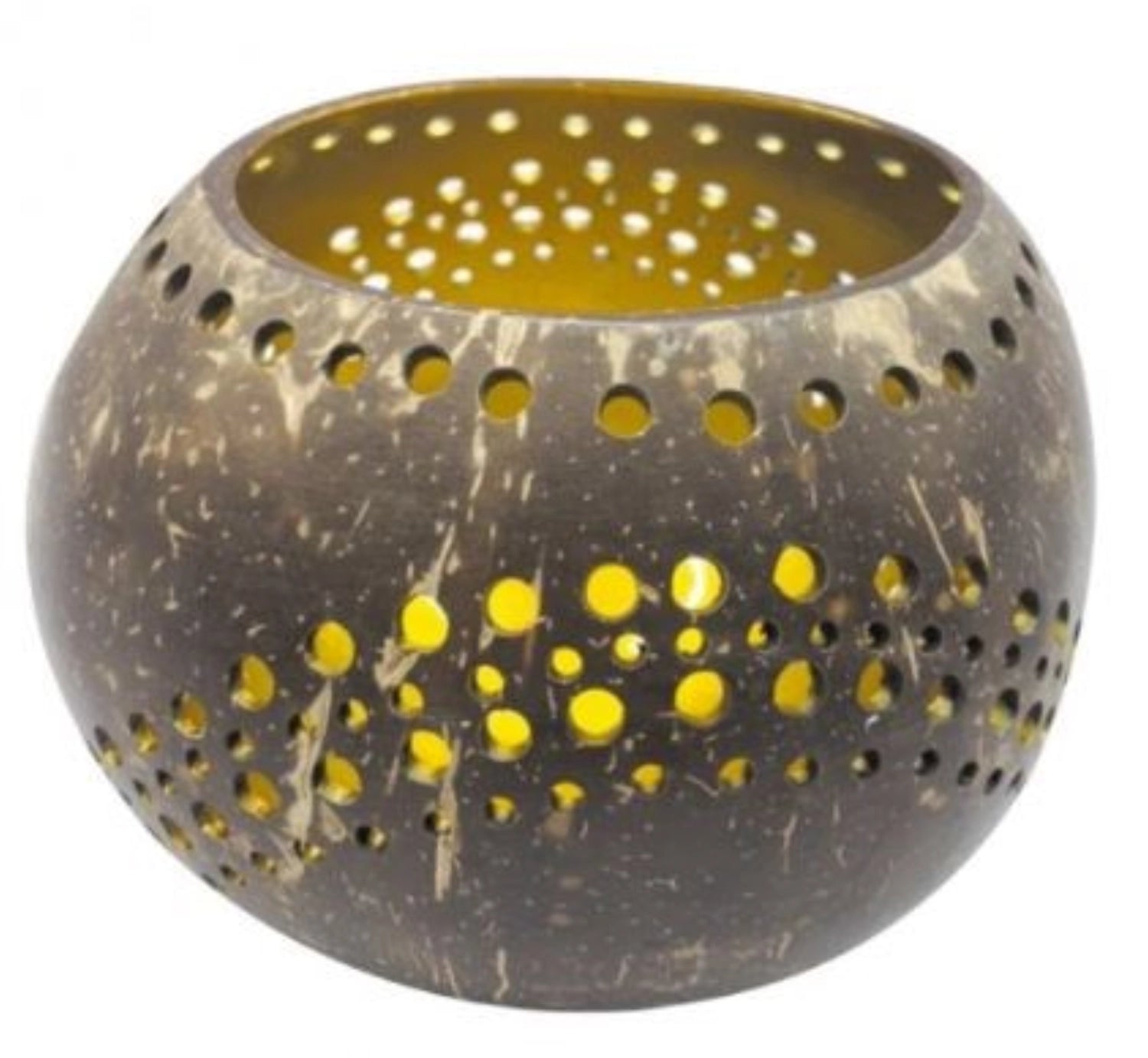 Entdecken Sie den Teelichthalter Kokosnuss Wellen Gold 14cm von Nuts Innovations – ein nachhaltiges, elegantes Wohnaccessoire für Ihr Zuhause.