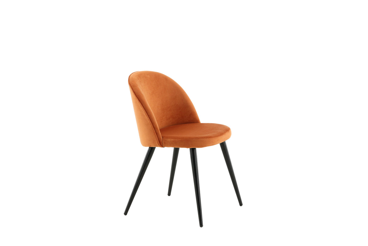 Velvet Matstol Stuhl in Rostiges Orange / Schwarz präsentiert im Onlineshop von KAQTU Design AG. Schalenstuhl ist von Venture Home