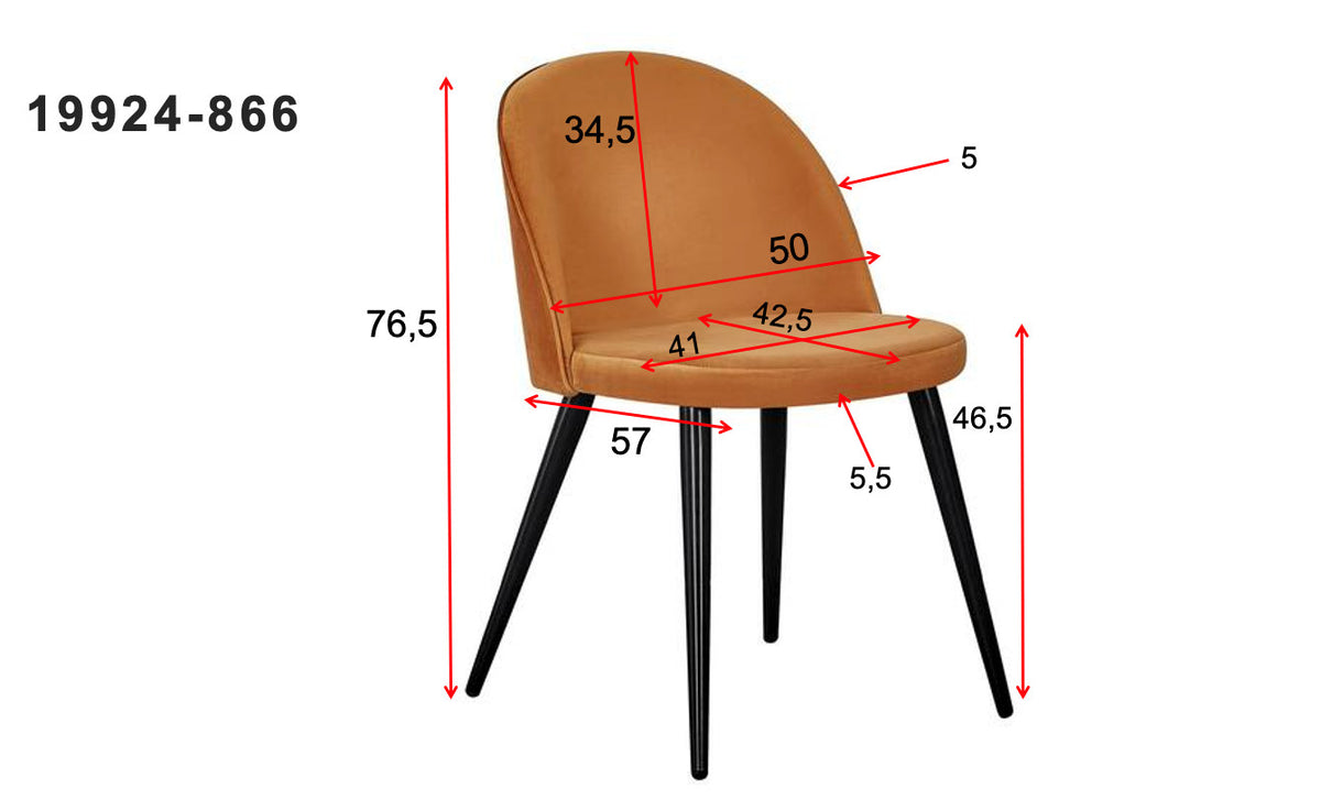 Velvet Matstol Stuhl in Rostiges Orange / Schwarz präsentiert im Onlineshop von KAQTU Design AG. Schalenstuhl ist von Venture Home