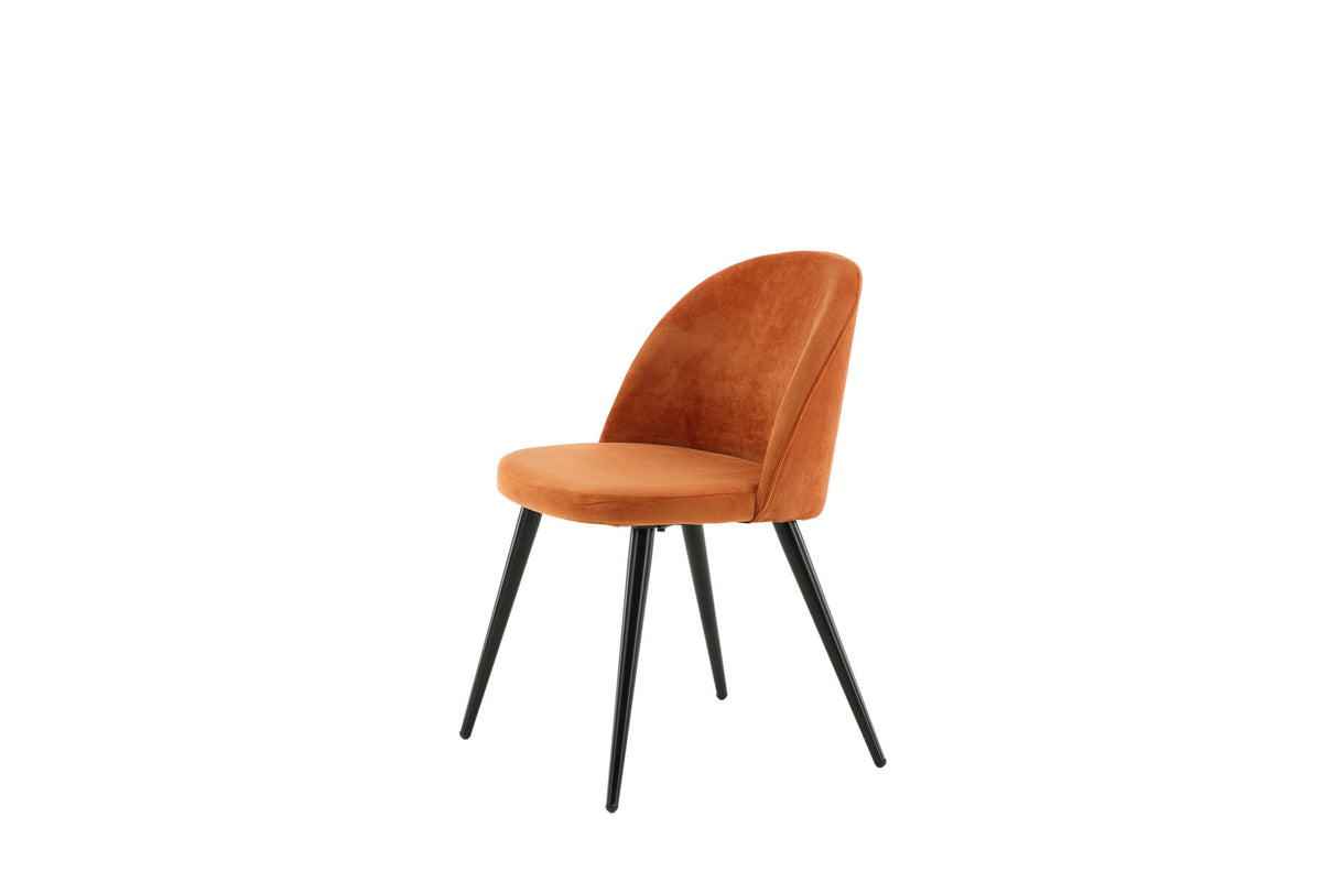 Velvet Matstol Stuhl in Rostiges Orange / Schwarz präsentiert im Onlineshop von KAQTU Design AG. Schalenstuhl ist von Venture Home
