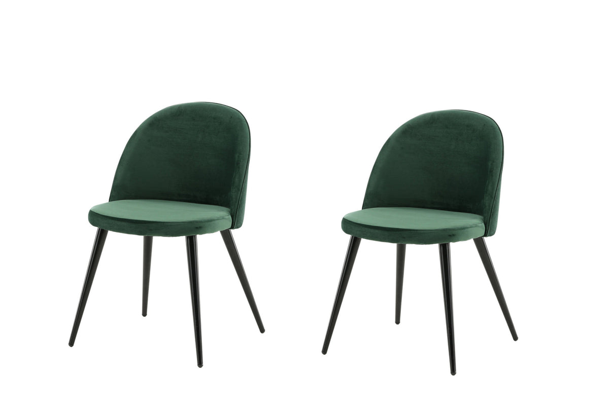 Schalenstuhl Velvet Matstol mit gerundeter Samtschale und schwarzen Stahlbeinen