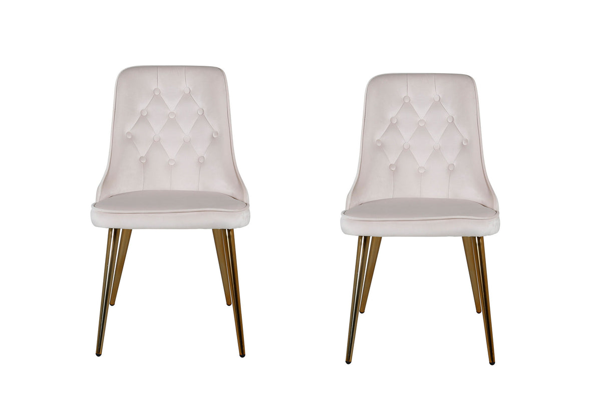 Velvet Deluxe Stuhl in Beige / Gold präsentiert im Onlineshop von KAQTU Design AG. Stuhl ist von Venture Home