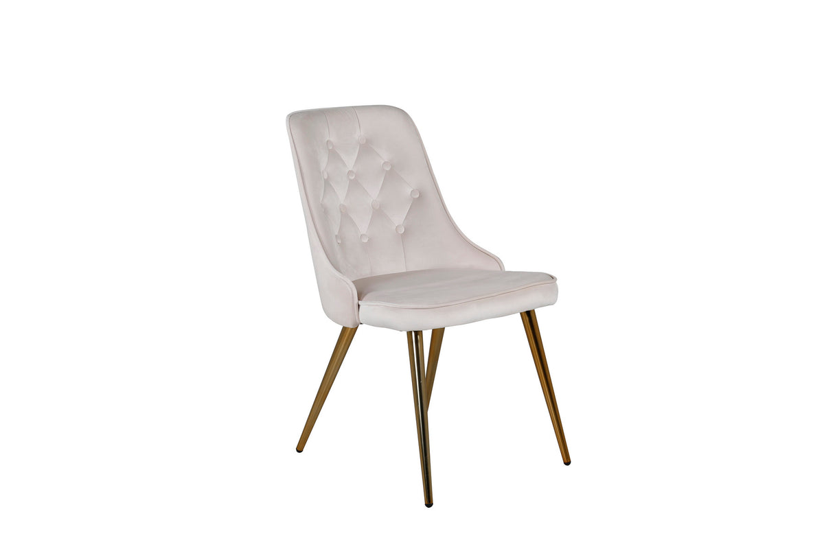 Velvet Deluxe Stuhl in Beige / Gold präsentiert im Onlineshop von KAQTU Design AG. Stuhl ist von Venture Home
