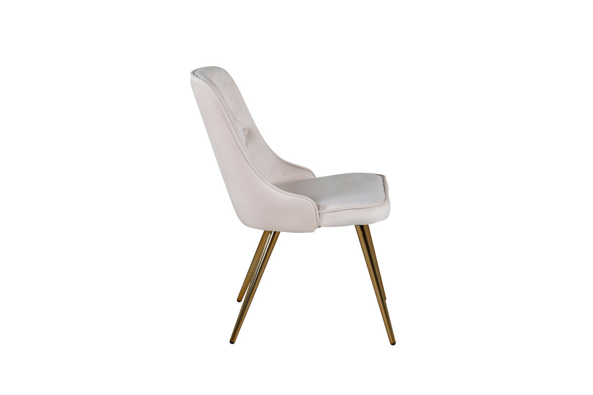 Velvet Deluxe Stuhl in Beige / Gold präsentiert im Onlineshop von KAQTU Design AG. Stuhl ist von Venture Home