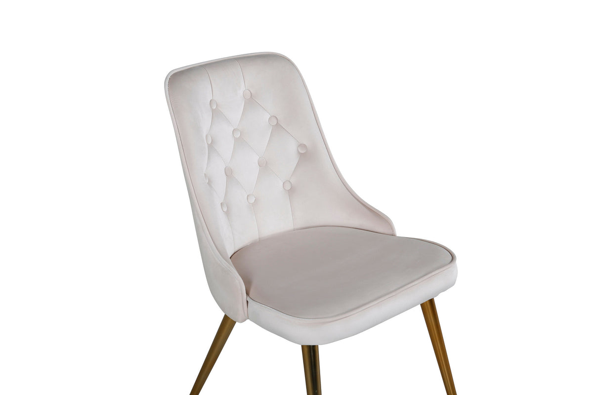 Velvet Deluxe Stuhl in Beige / Gold präsentiert im Onlineshop von KAQTU Design AG. Stuhl ist von Venture Home