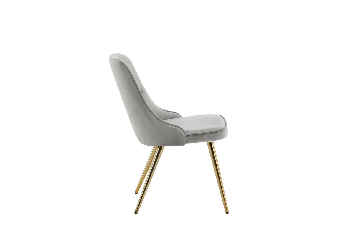 Velvet Deluxe Stuhl in Grau / Gold präsentiert im Onlineshop von KAQTU Design AG. Stuhl ist von Venture Home