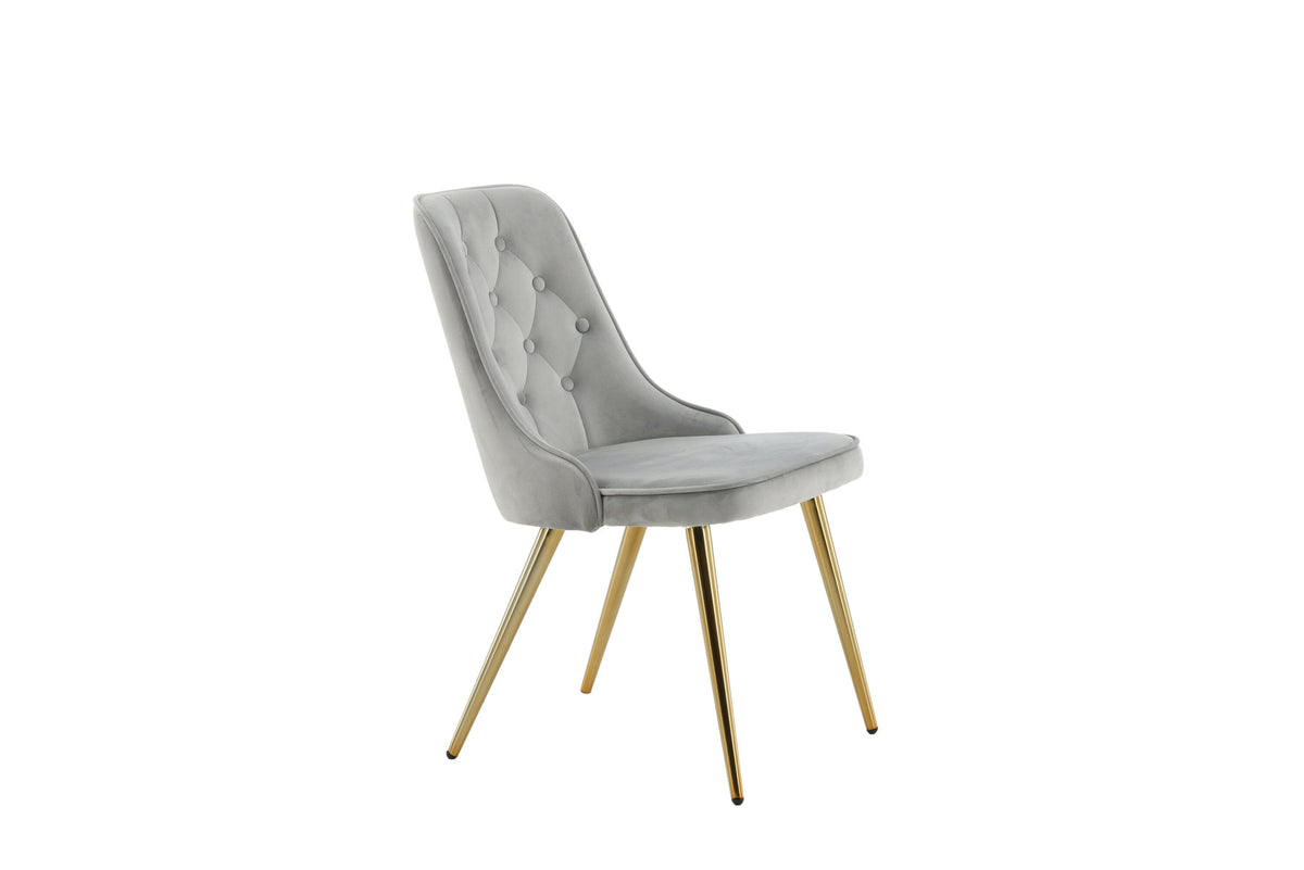 Velvet Deluxe Stuhl in Grau / Gold präsentiert im Onlineshop von KAQTU Design AG. Stuhl ist von Venture Home