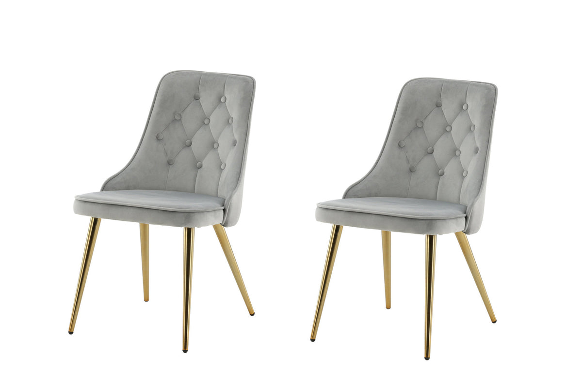 Velvet Deluxe Stuhl in Grau / Gold präsentiert im Onlineshop von KAQTU Design AG. Stuhl ist von Venture Home