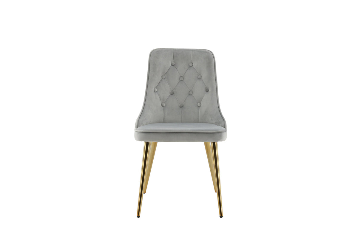 Velvet Deluxe Stuhl in Grau / Gold präsentiert im Onlineshop von KAQTU Design AG. Stuhl ist von Venture Home