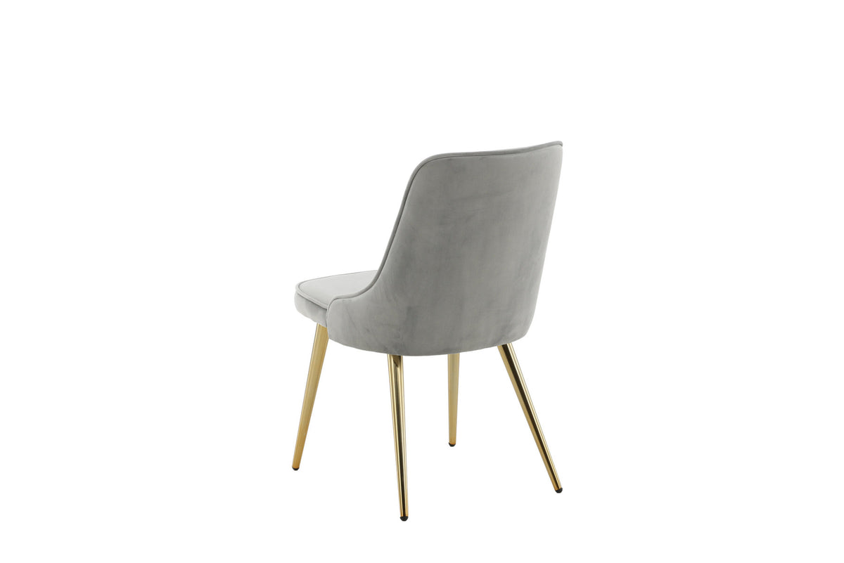 Velvet Deluxe Stuhl in Grau / Gold präsentiert im Onlineshop von KAQTU Design AG. Stuhl ist von Venture Home