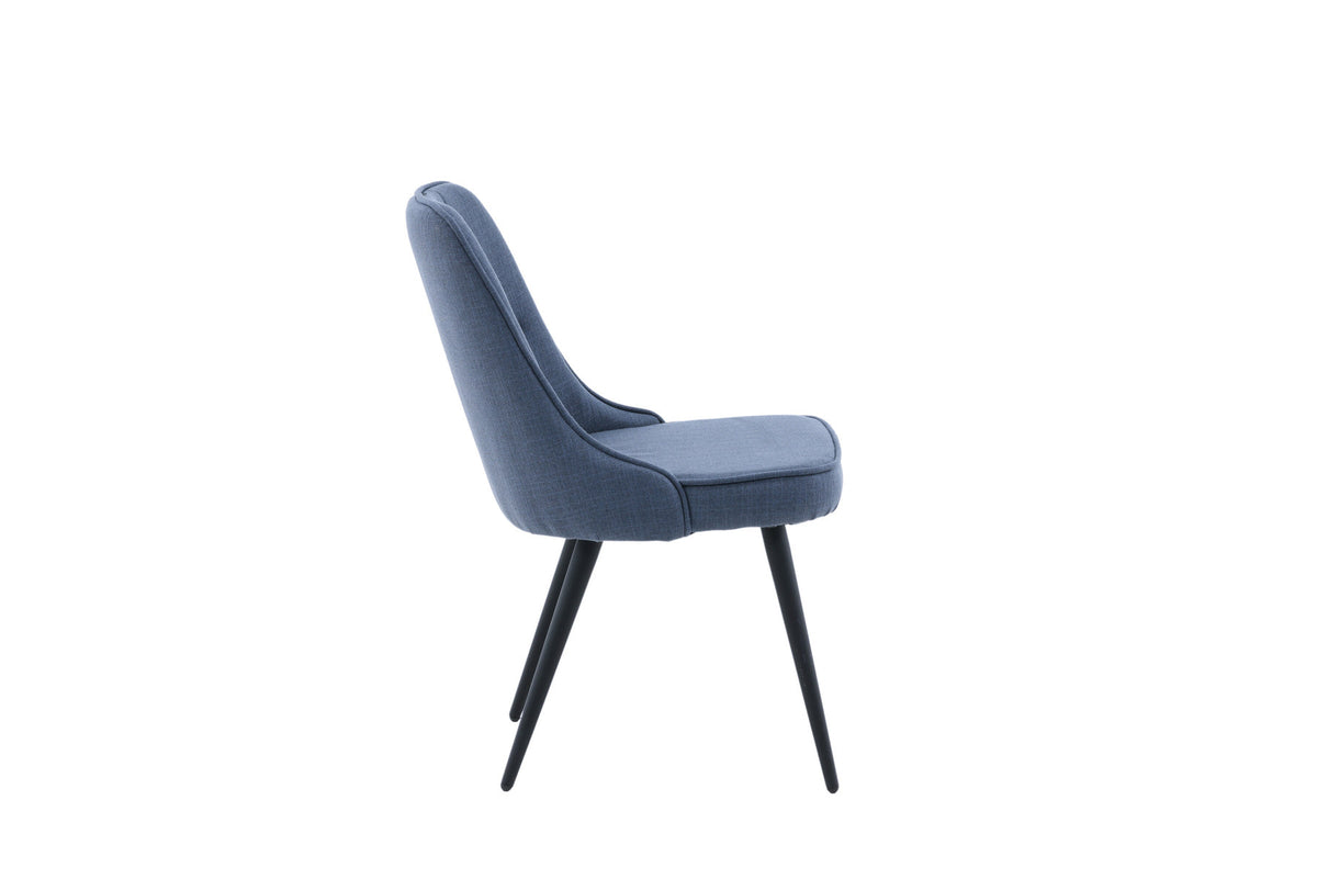 Gepolsterter Stuhl Velvet Deluxe mit Stoffbezug, Knöpfen und schlanken Stahlbeinen
