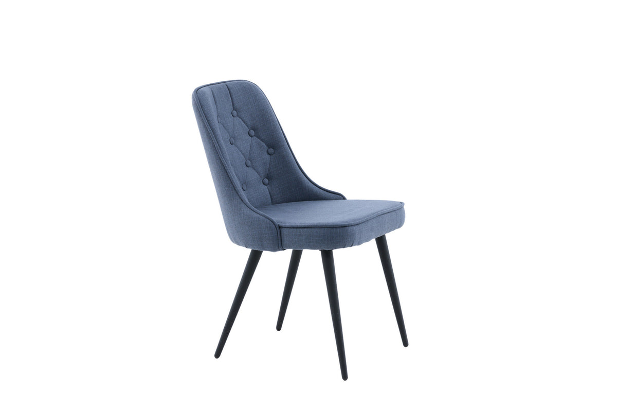 Gepolsterter Stuhl Velvet Deluxe mit Stoffbezug, Knöpfen und schlanken Stahlbeinen
