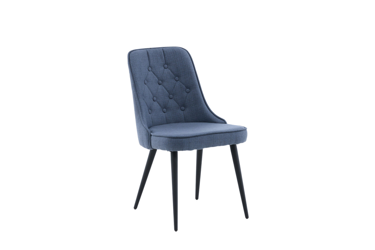 Gepolsterter Stuhl Velvet Deluxe mit Stoffbezug, Knöpfen und schlanken Stahlbeinen