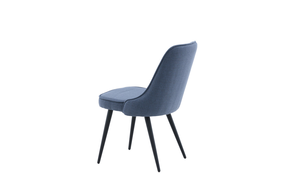 Gepolsterter Stuhl Velvet Deluxe mit Stoffbezug, Knöpfen und schlanken Stahlbeinen