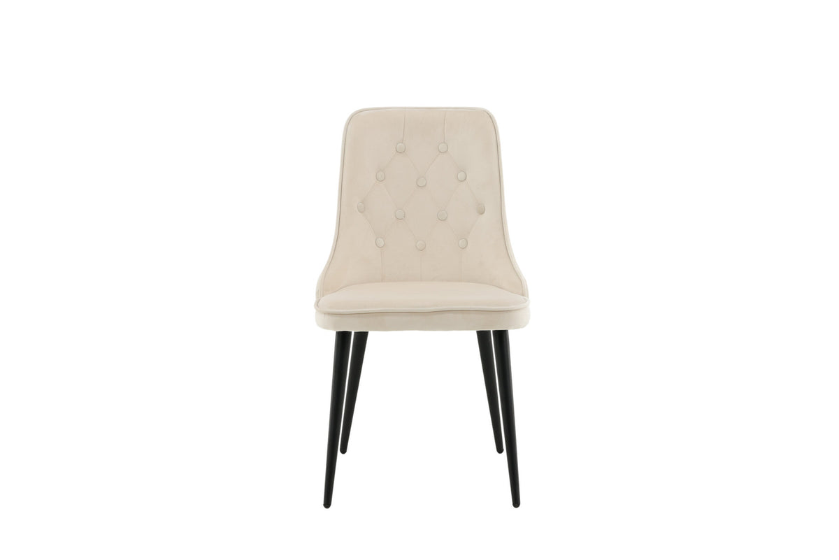 Velvet Deluxe Stuhl in Beige / Schwarz präsentiert im Onlineshop von KAQTU Design AG. Stuhl ist von Venture Home