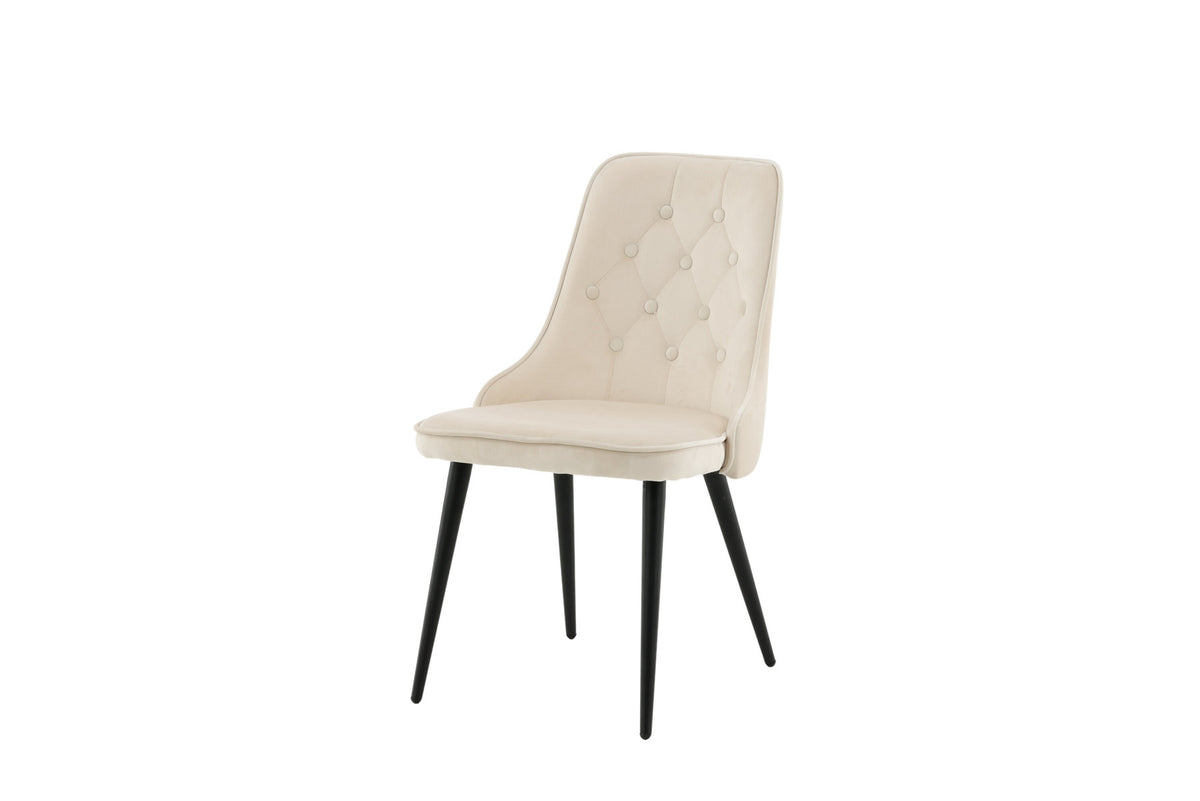 Velvet Deluxe Stuhl in Beige / Schwarz präsentiert im Onlineshop von KAQTU Design AG. Stuhl ist von Venture Home