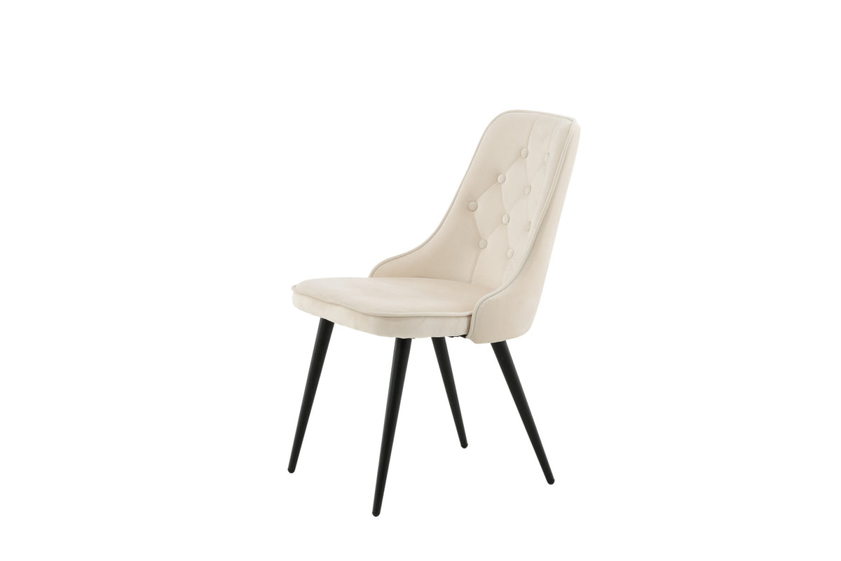 Velvet Deluxe Stuhl in Beige / Schwarz präsentiert im Onlineshop von KAQTU Design AG. Stuhl ist von Venture Home