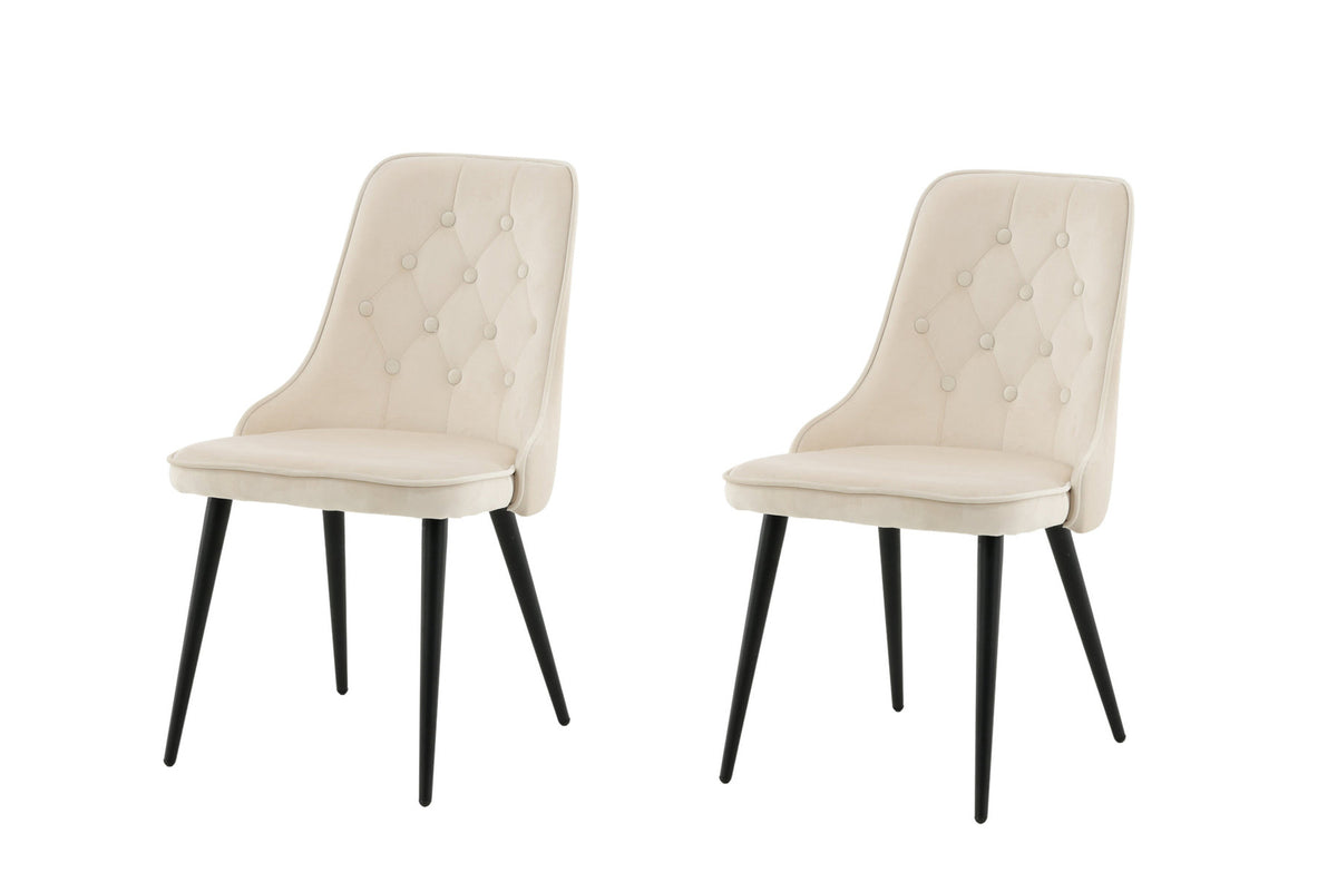 Velvet Deluxe Stuhl in Beige / Schwarz präsentiert im Onlineshop von KAQTU Design AG. Stuhl ist von Venture Home