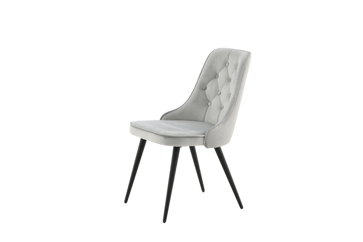Velvet Deluxe Stuhl in Hellgrau / Schwarz präsentiert im Onlineshop von KAQTU Design AG. Stuhl ist von Venture Home