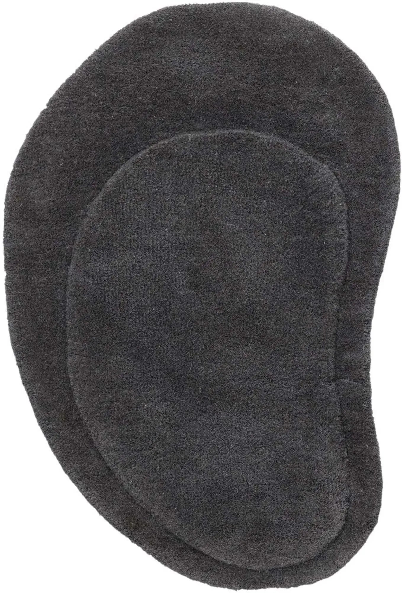 Eleganter Sten Teppich von Venture Home: Hochwertige Wolle, handgefertigt, 50x75 cm, dunkelgrau, ideal für jeden Eingangsbereich.