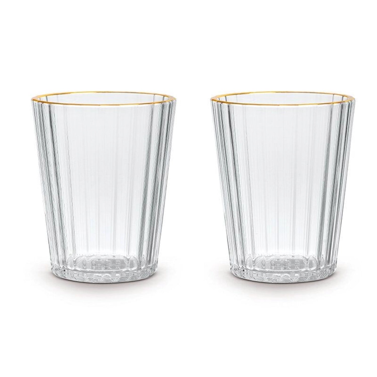 2er Set transparente Acrylgläser, 350 ml, mit modernem, facettiertem Design.