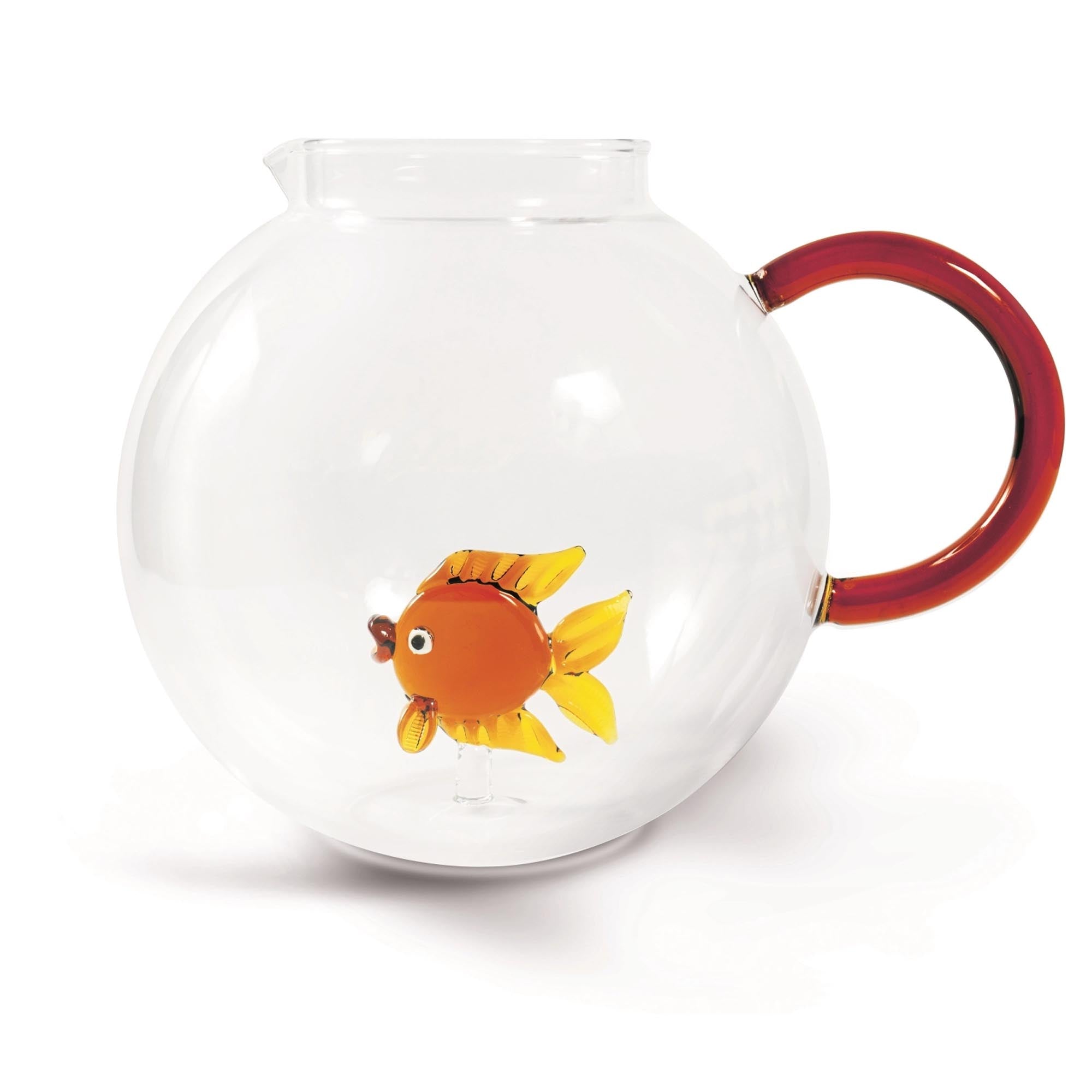 Elegante 1,7 lt. Karaffe aus robustem Borosilikatglas mit maritimem Fisch-Design, ideal für heisse und kalte Getränke.