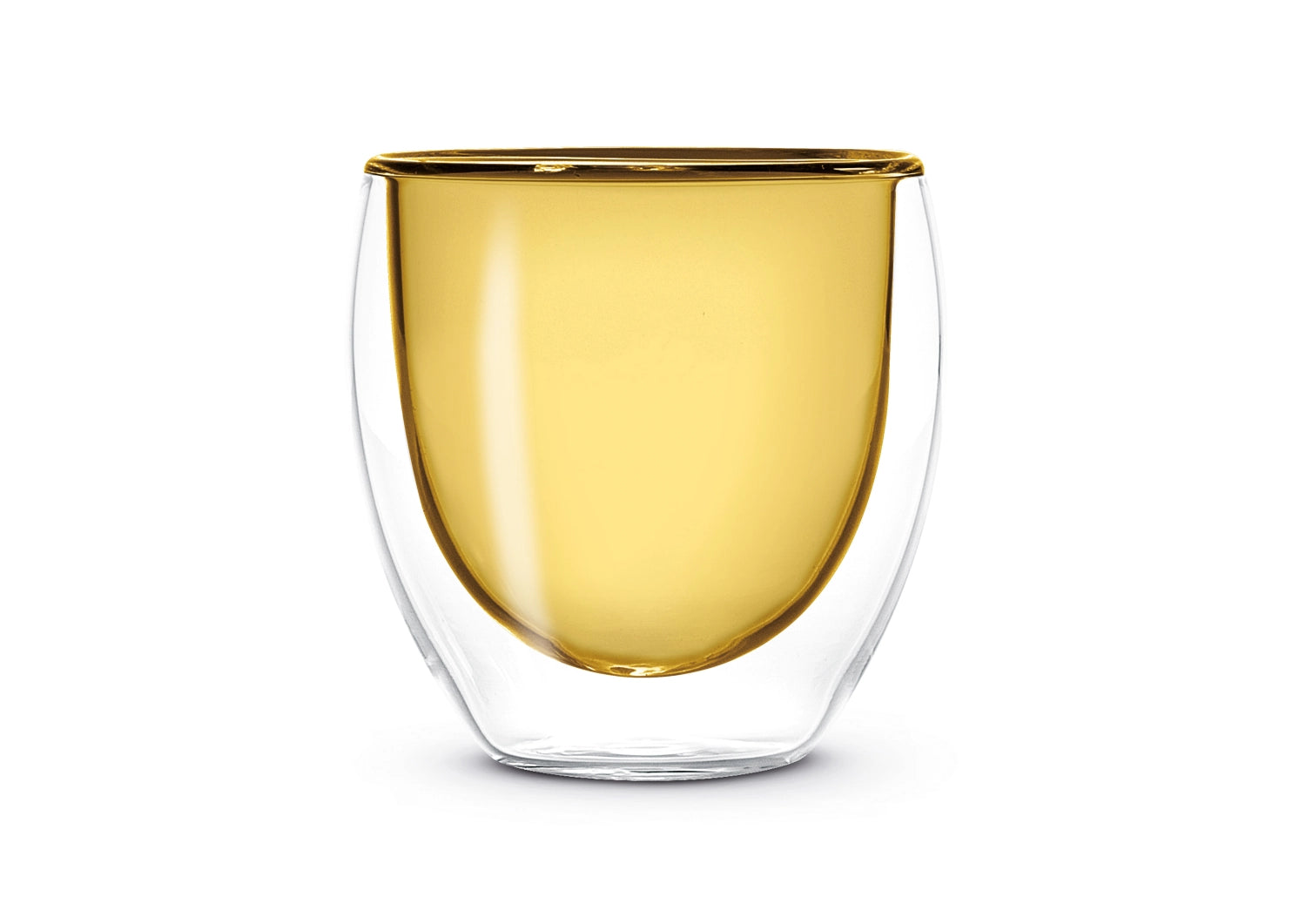 Elegantes 2er Set doppelwandiger Espressogläser in leuchtendem Gelb, 80ml, perfekt für aromatische Espresso-Erlebnisse und fröhliche Kaffeepausen.