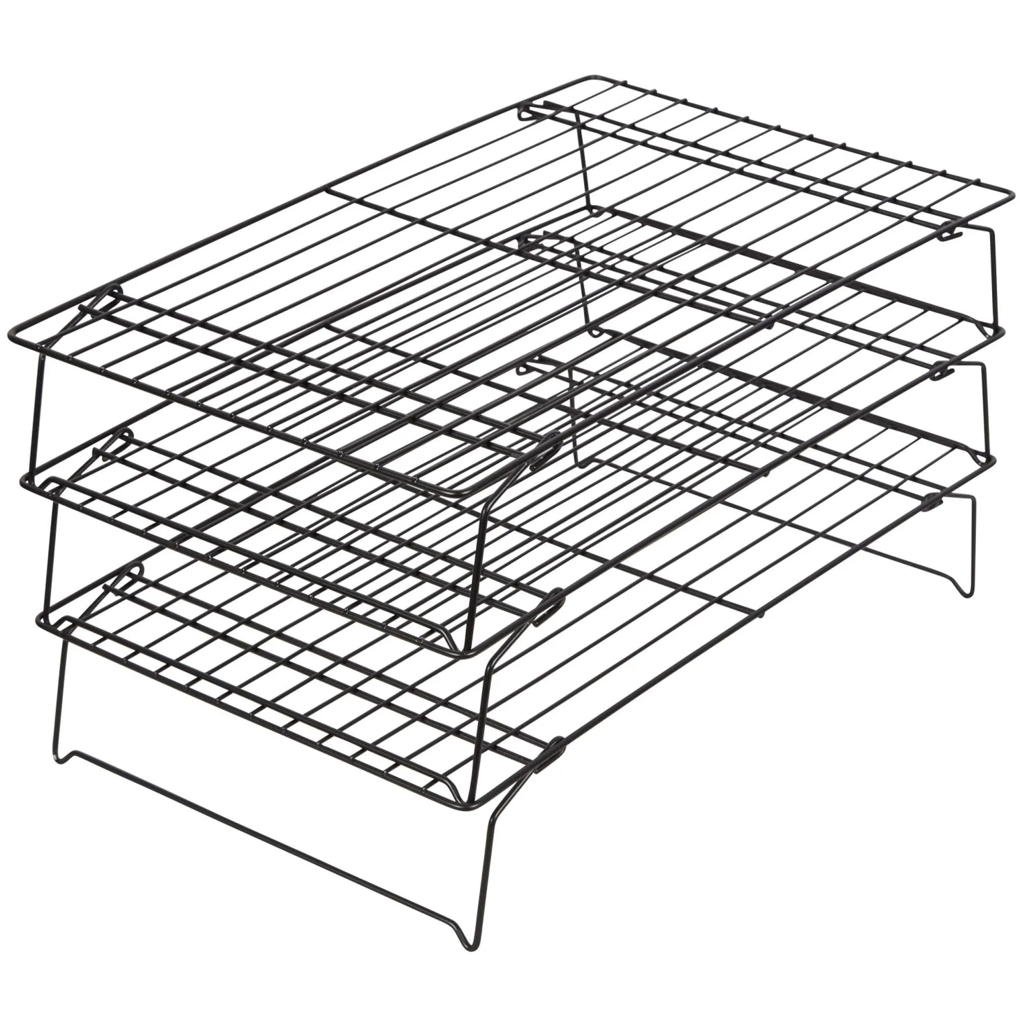 Stapelbare Abkühlgitter von Wilton: 3er Set aus rostfreiem Edelstahl, 40.1x25x7.36cm, für effiziente Luftzirkulation und platzsparende Lagerung.