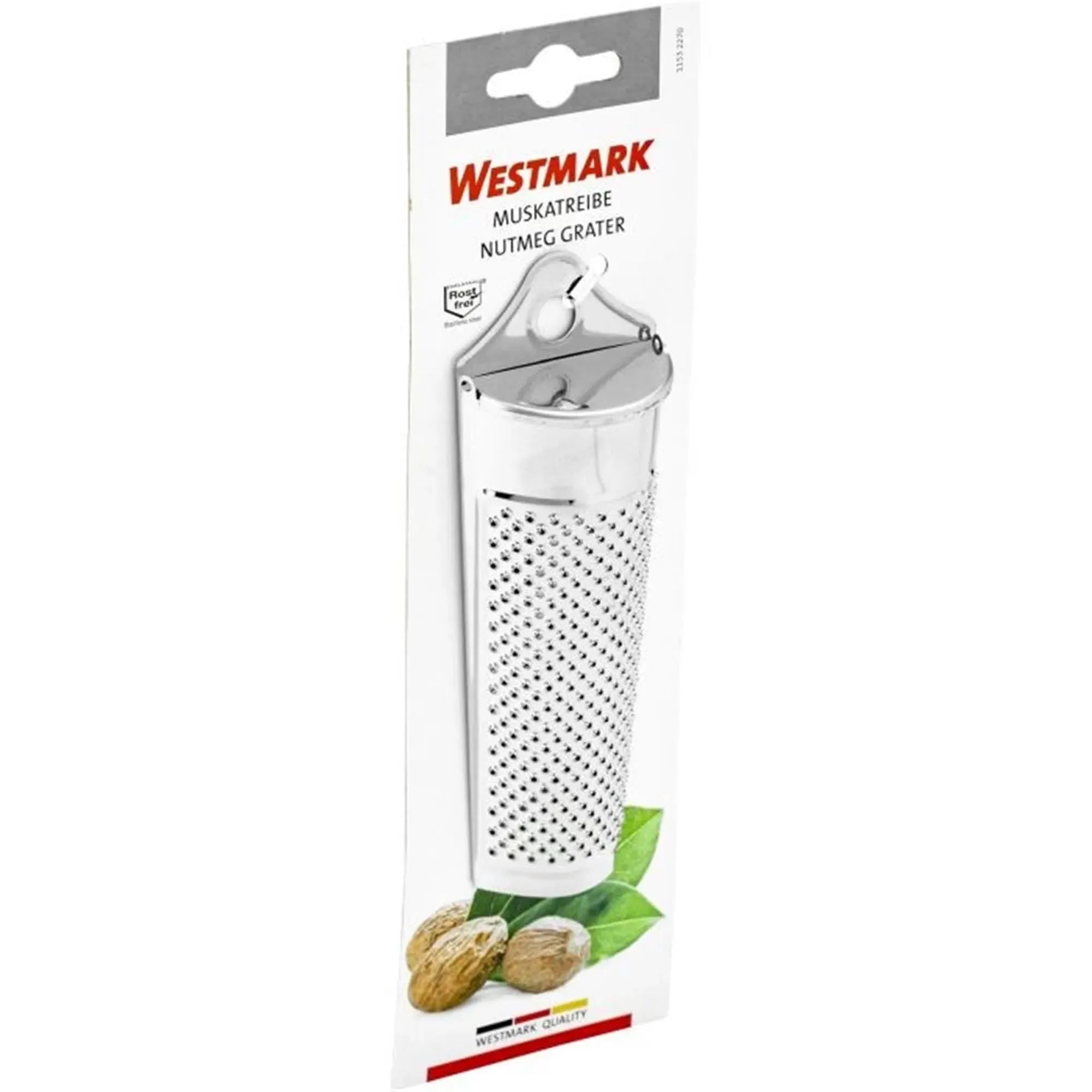 Praktische Muskatreibe von Westmark, ideal für frische Muskatnuss, robust und einfach zu bedienen.