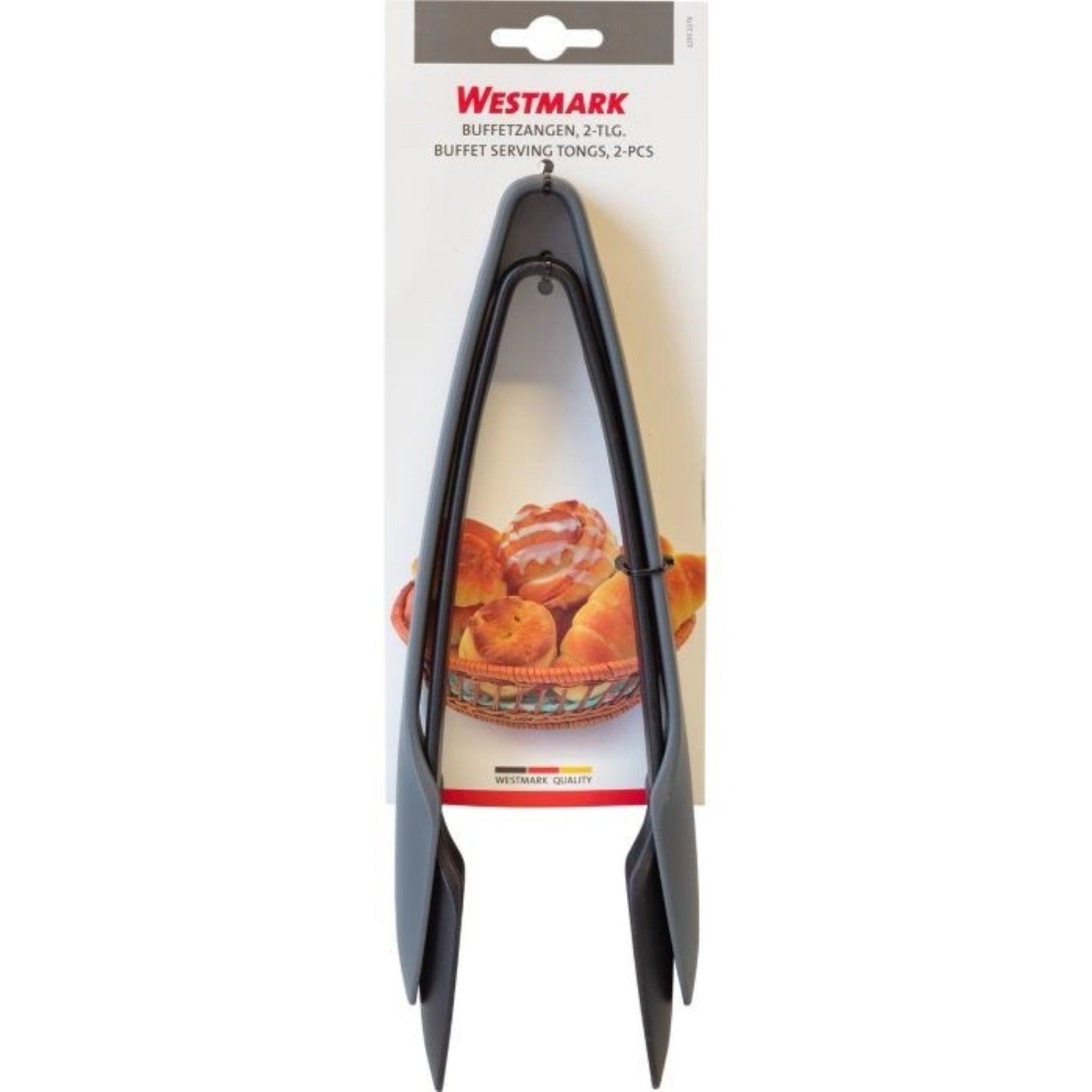Zwei hochwertige Buffetzangen von Westmark, ideal für das Anrichten und Servieren von Speisen bei besonderen Anlässen und Buffets.