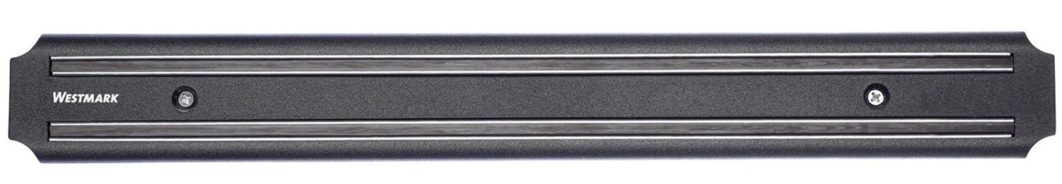 Schwarze magnetische Messerleiste von Westmark, perfekt für die platzsparende und sichere Aufbewahrung von Küchenmessern, elegantes Design.