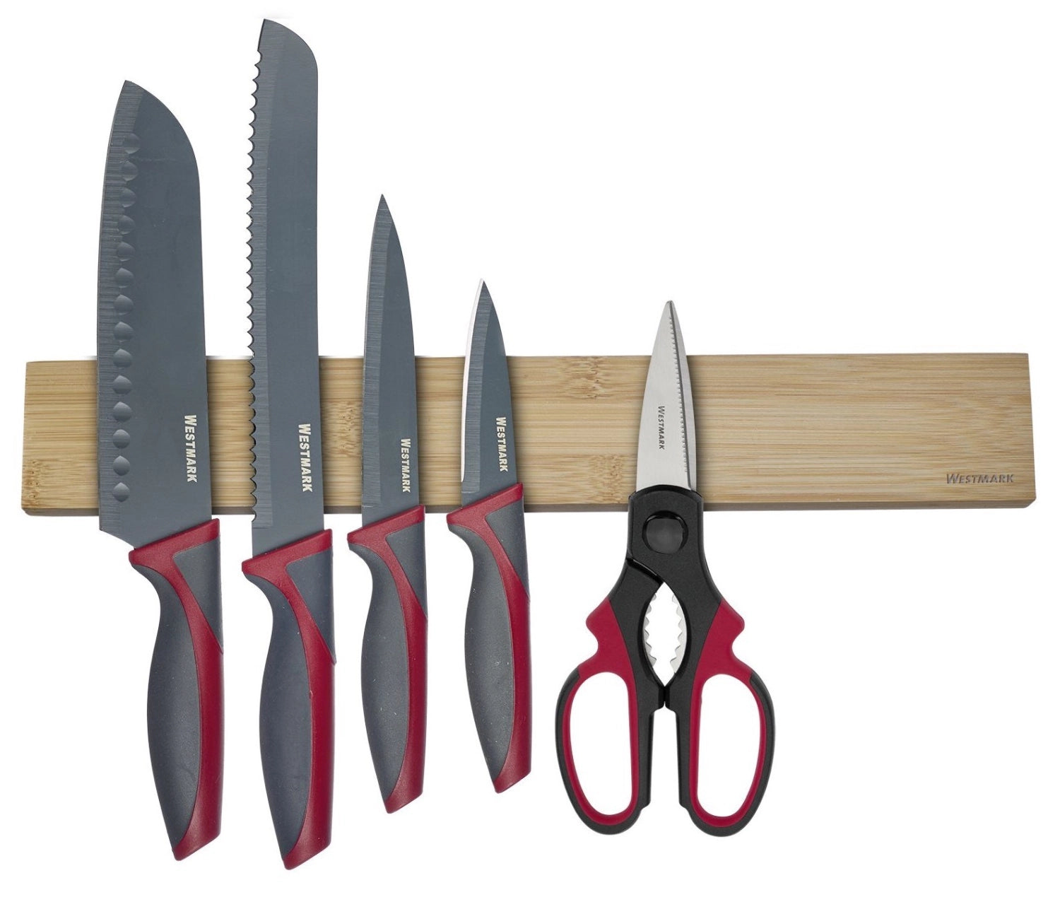 Elegante magnetische Messerleiste "Nature" von Westmark, gefertigt aus edlem Holz, perfekt für die platzsparende und sichere Aufbewahrung von Messern.