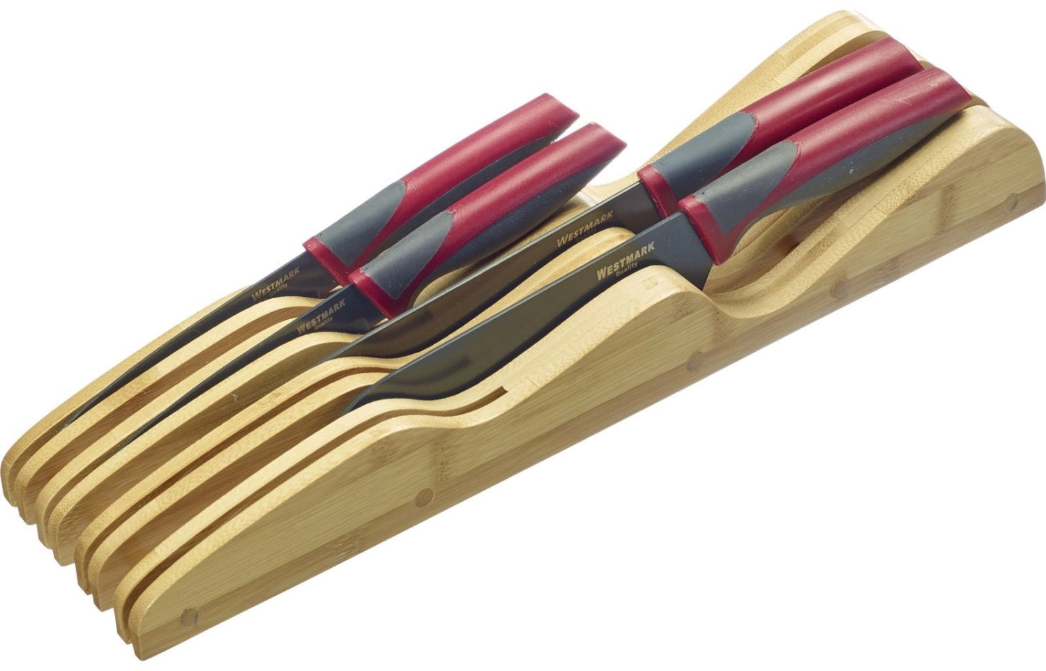 Praktische Messerablage aus hochwertigem Bambus von Westmark, perfekt für die Schublade, um Ihre Messer sicher und platzsparend zu organisieren.