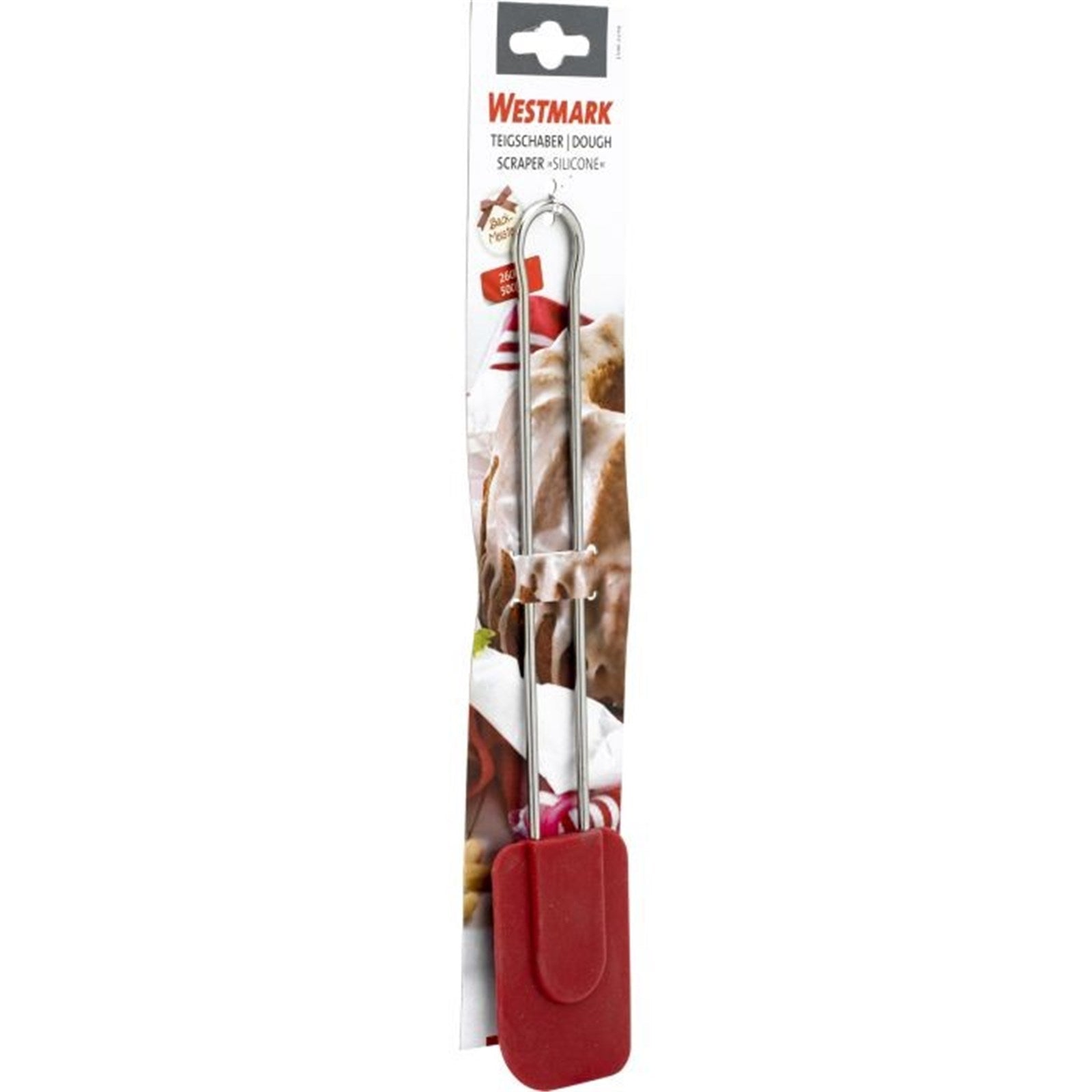Hochwertiger Silikon-Teigschaber von Westmark, 28,5 cm, ideal für präzises Arbeiten, langlebig, hygienisch und leicht zu reinigen.