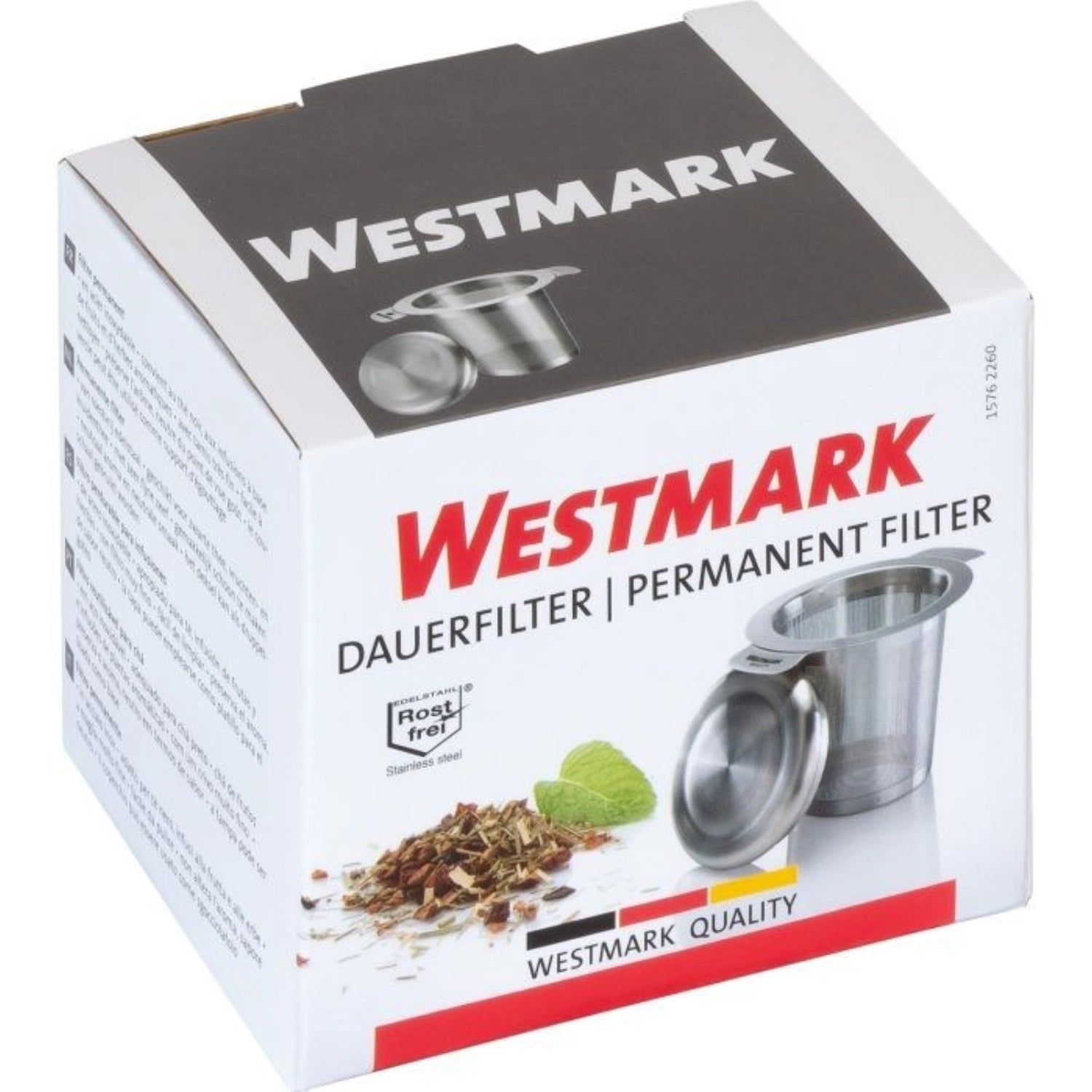 Praktischer Dauerfilter für Tee von Westmark, 75x95x75mm, mit 10cm Flügel, perfekt für Teeliebhaber, um aromatischen Tee einfach zuzubereiten.